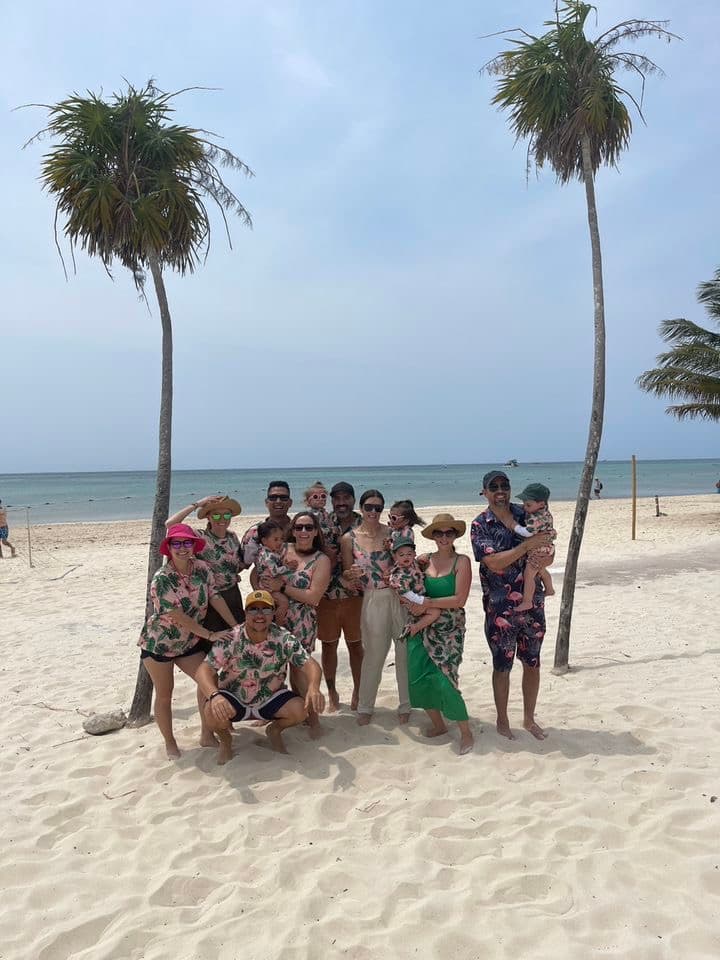 Group photo on the beach sand