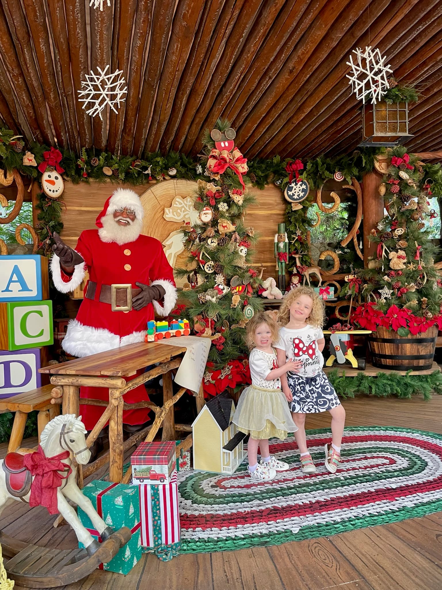 Happy kids posing with Santa