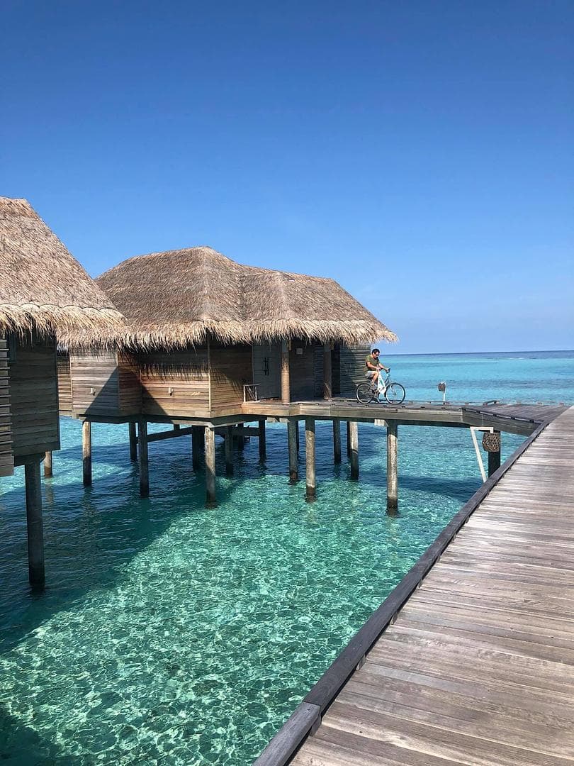 View of huts in the sea