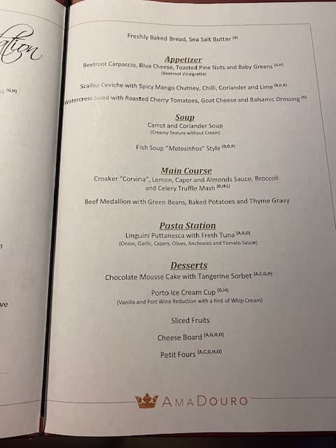 View of food menu
