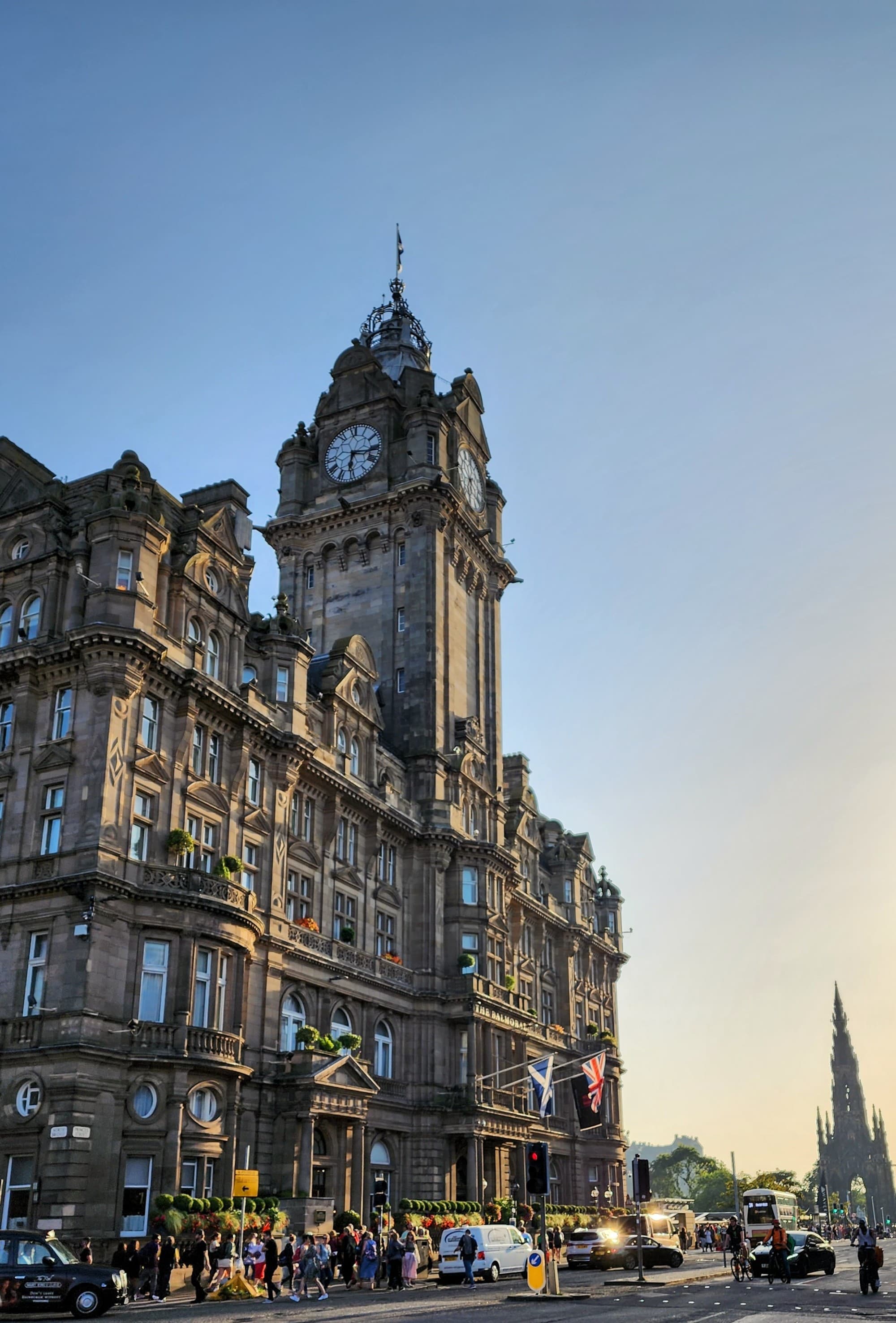 The outside of The Balmoral Hotel is an impressive site as you walk the streets of Edinburgh