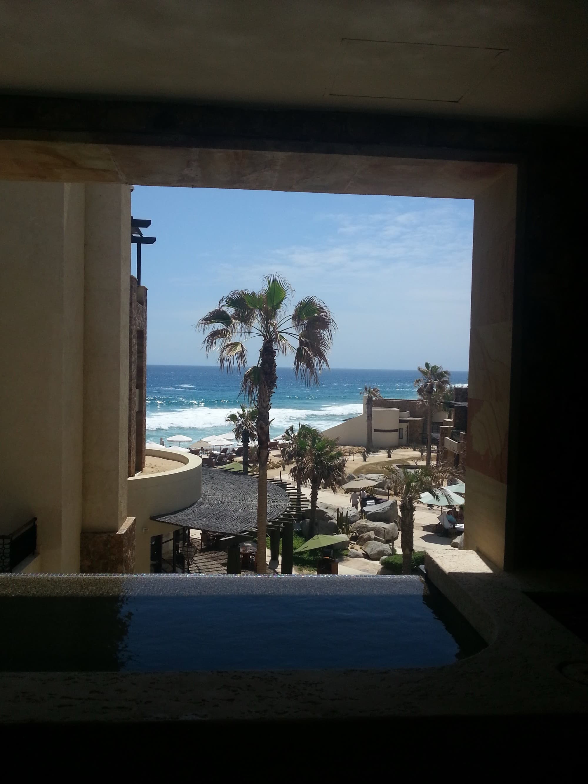 A view of the sea through a window