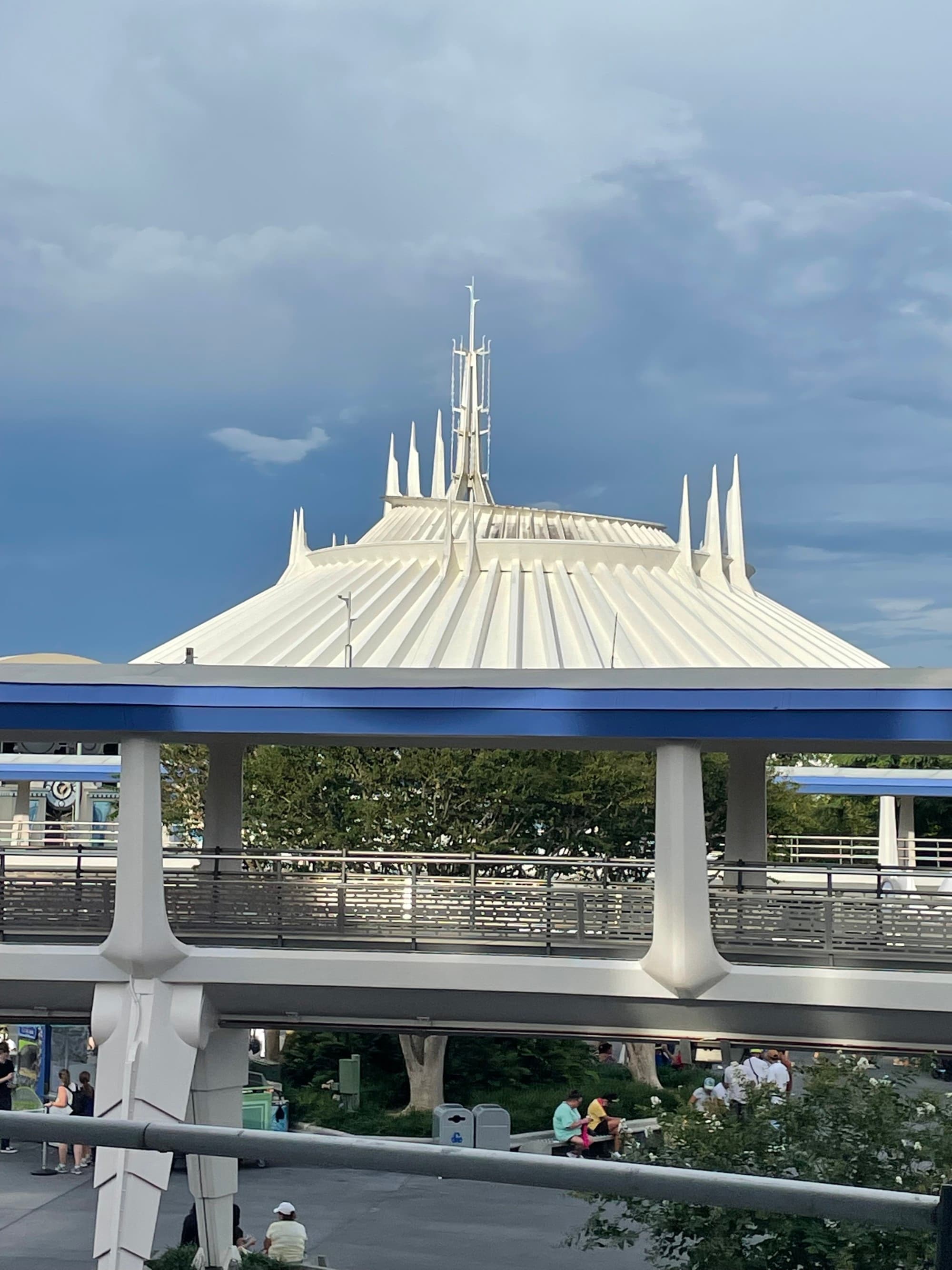 A white-roofed dome in the distance during daytime