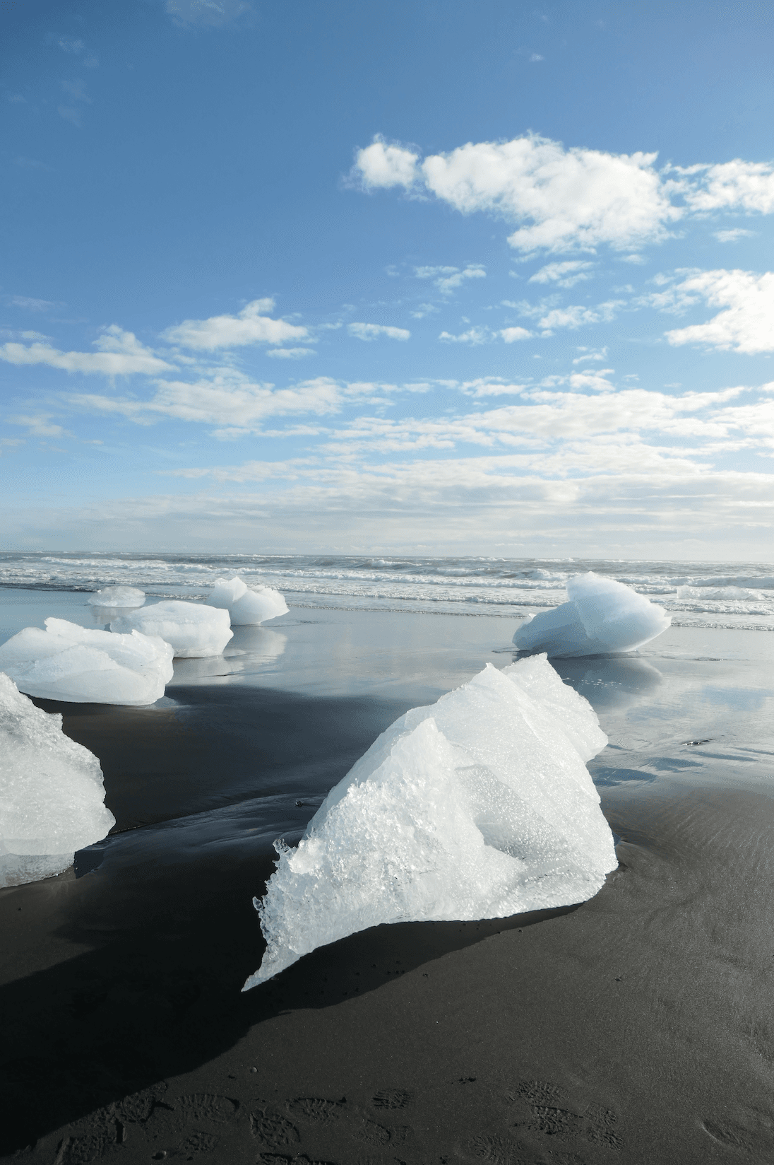 Diamond Beach with chunks of ice strewn about the ocean and shoreline - Kati Vervack