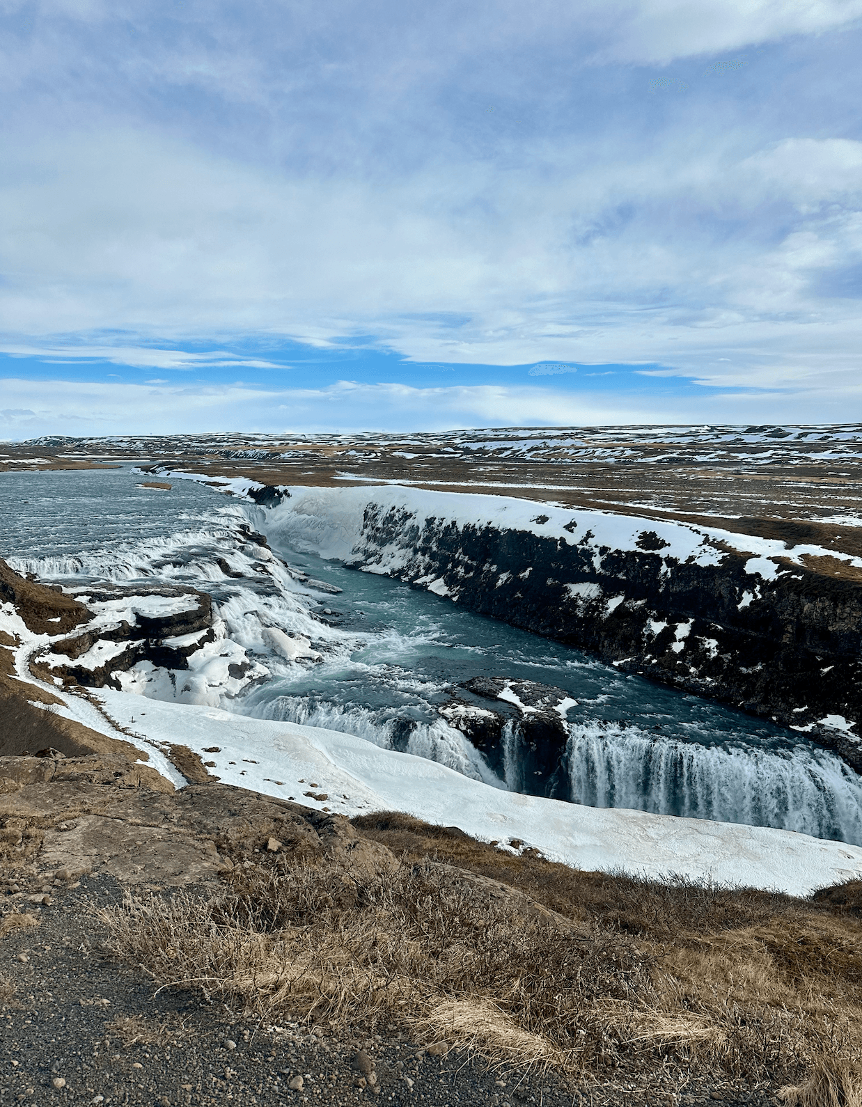 Gullfoss with frozen ocean ice and a shallow shoreline - Kati Vervack