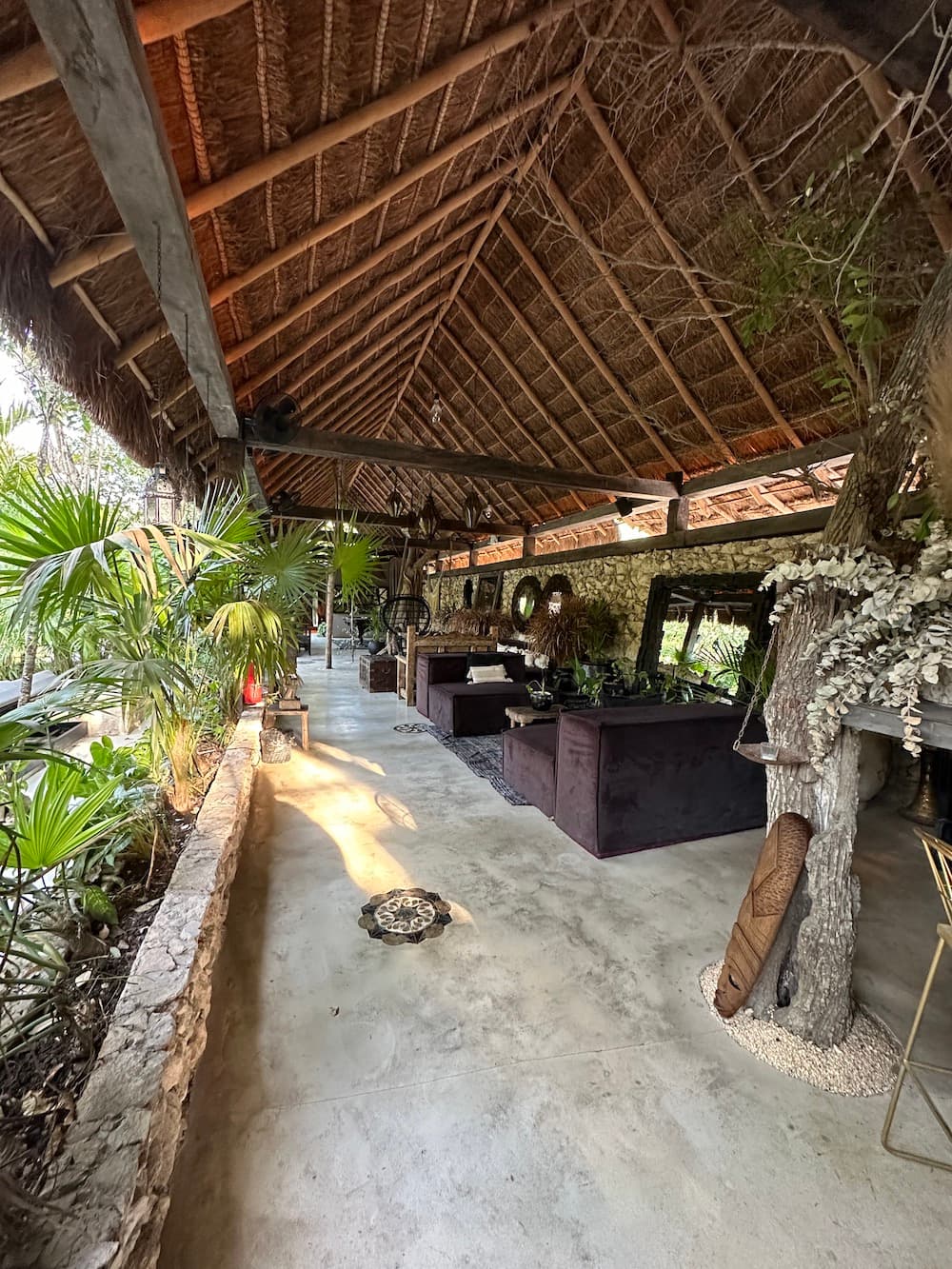 An outdoor seating area under a canopy