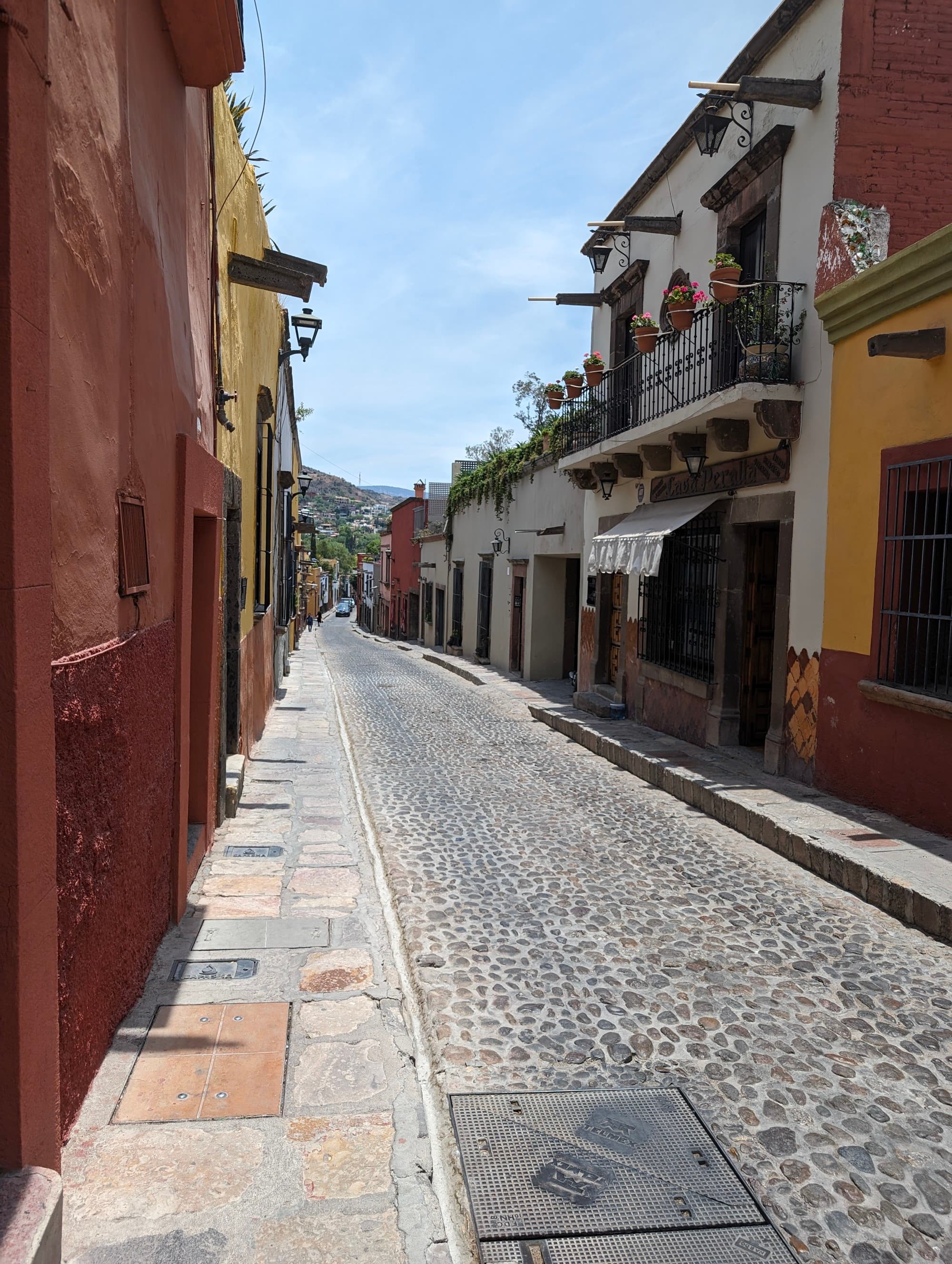 Charming cobblestone streets in the UNESCO historic district in San Miguel de Allende