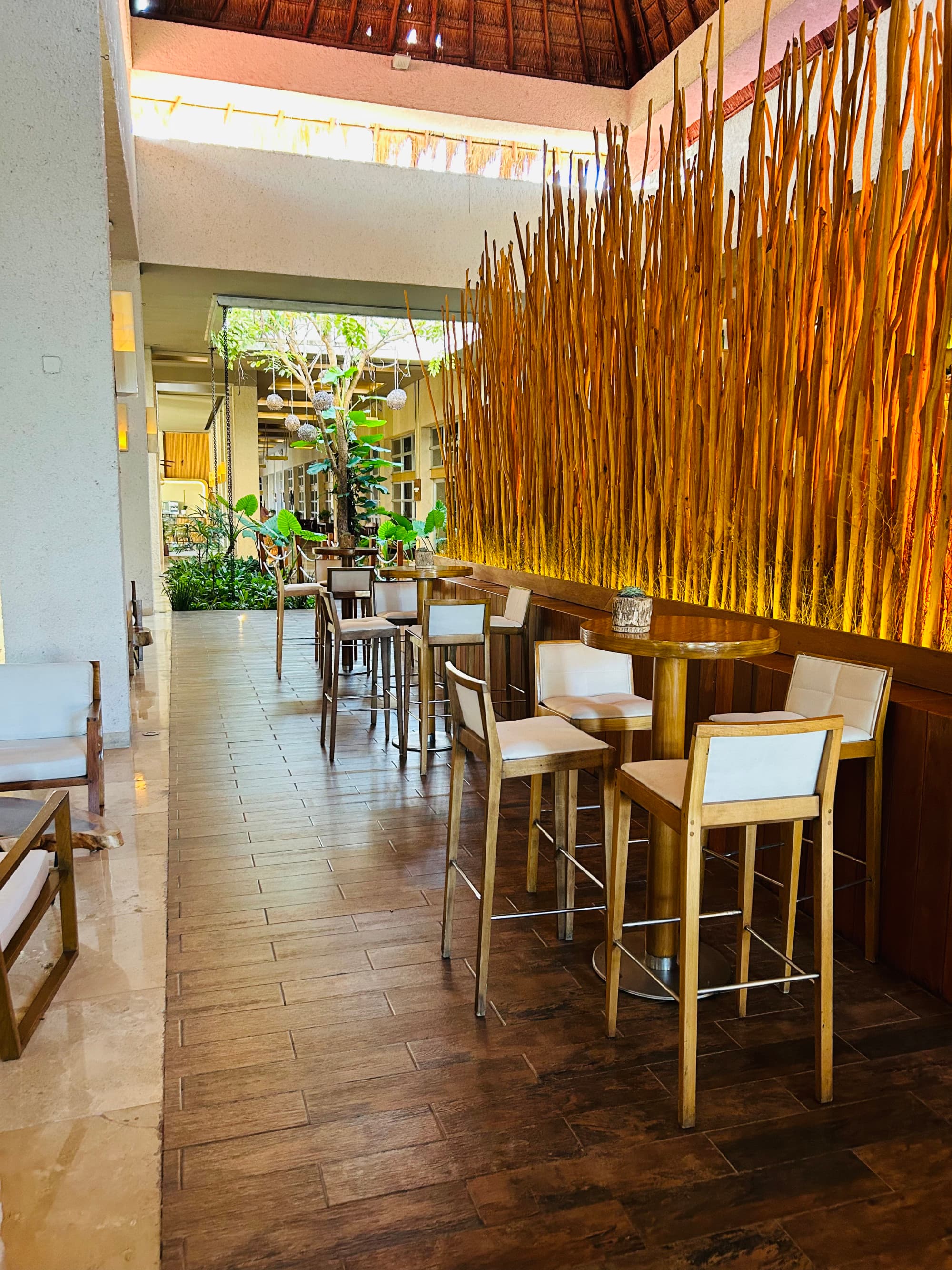 An indoor seating area in the hotel lobby