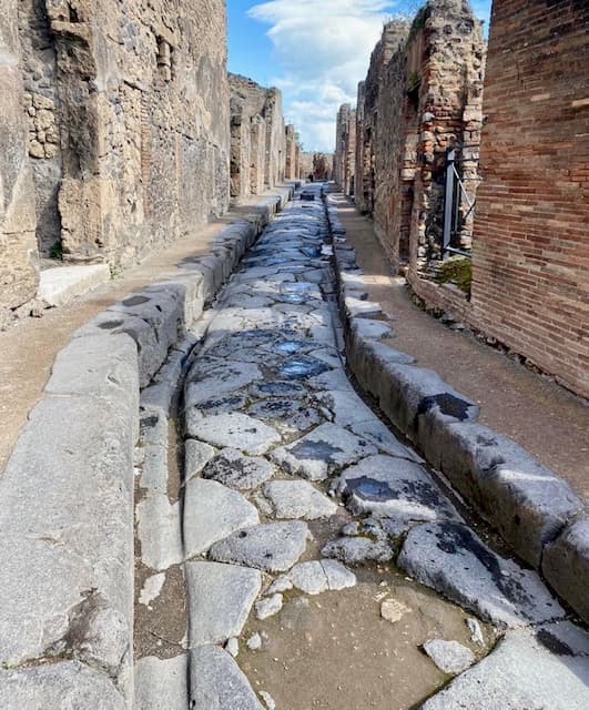The stone and brick ruins of a Pompeii street - Janelle Smith
