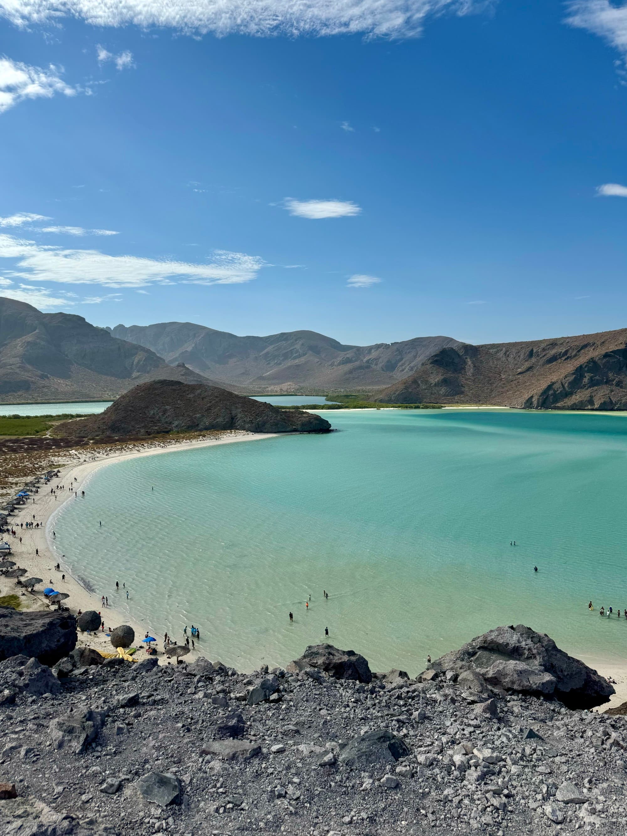 Scenic Beach Surrounded by Mountains in Baja California Sur