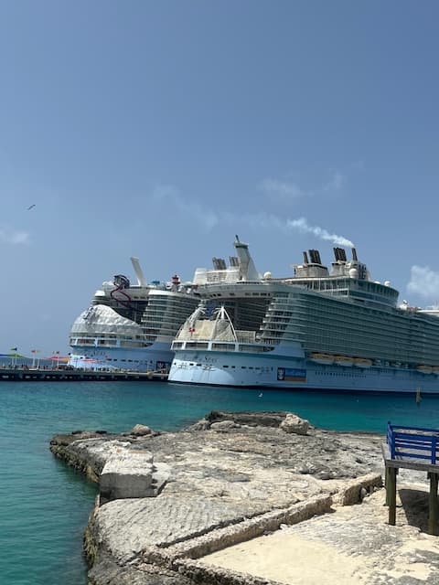 Crew ships viewed from land.