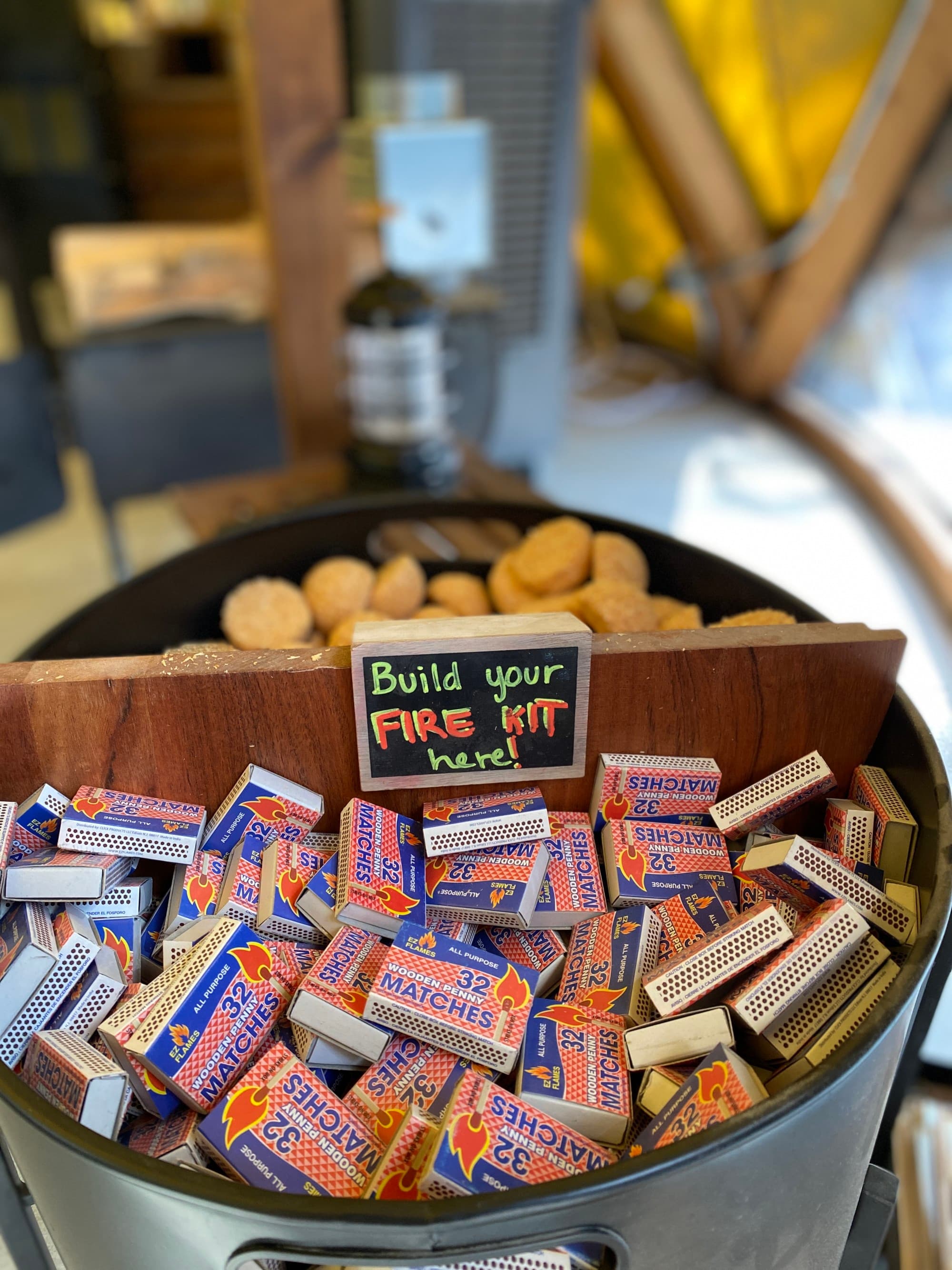 Match boxes and a bin on a table