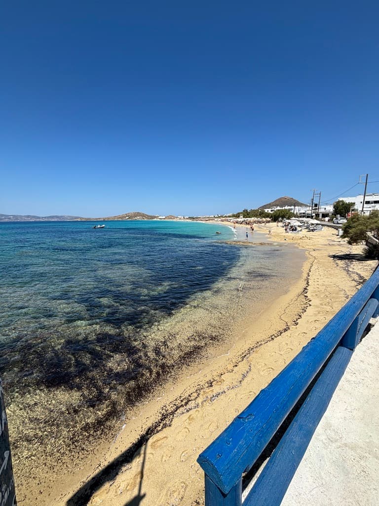 A beach running along the edge of shallow water.