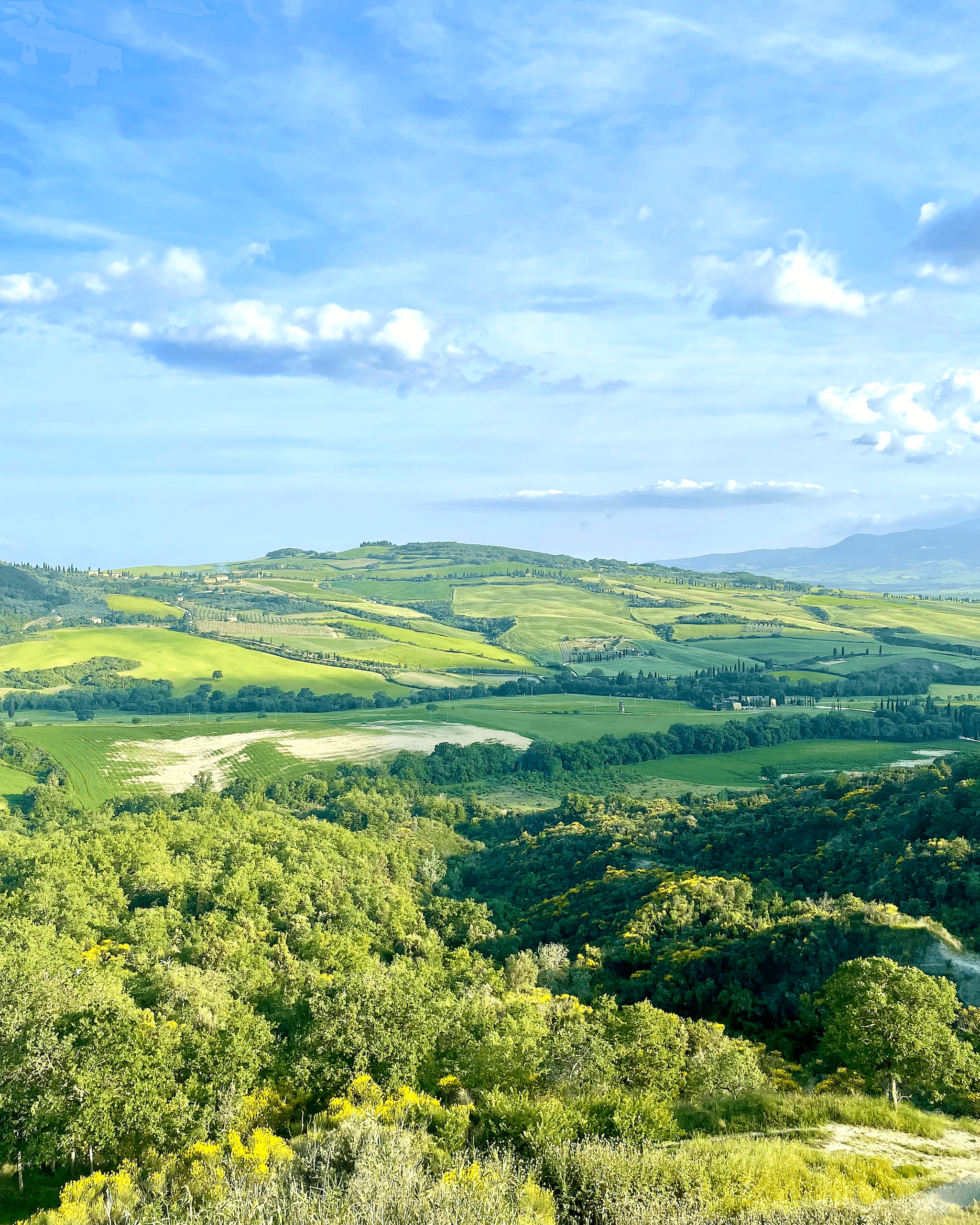 This image depicts Val d'Orcia in a wide and beautiful countryside in southern Tuscany.