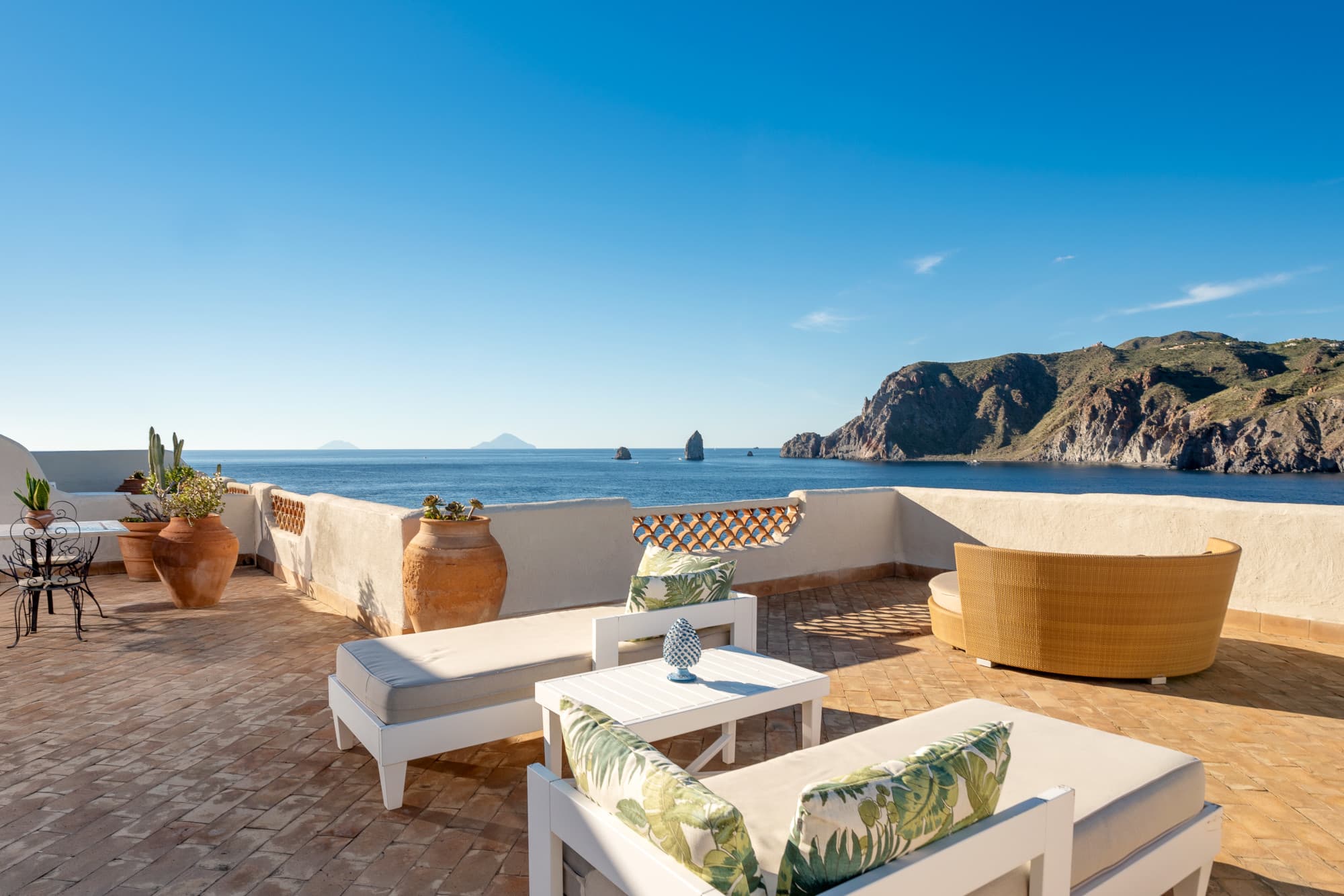 sunny terrace overlooking the sea