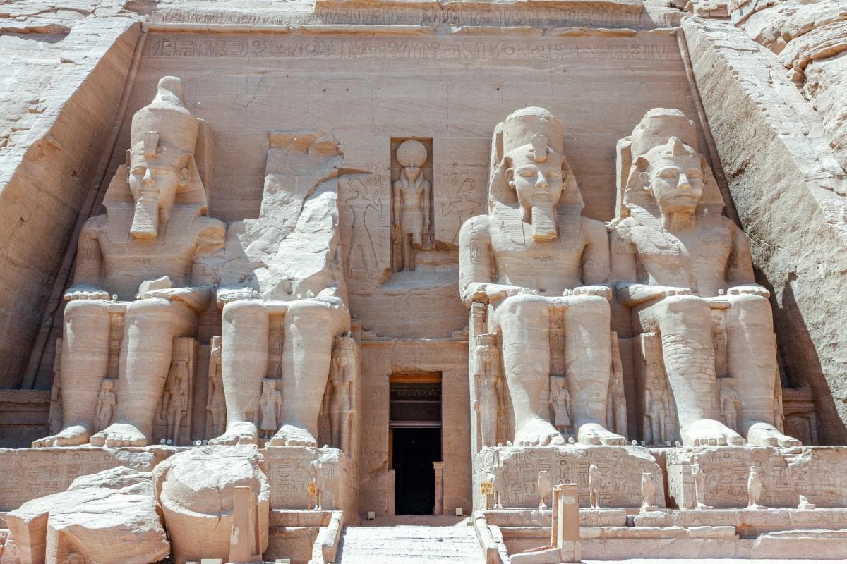 Entrance to tomb in Egypt on a sunny day.