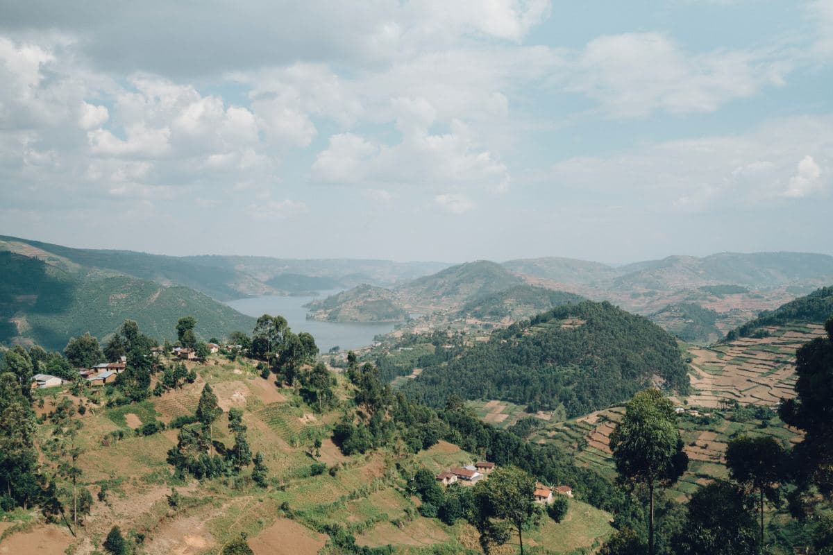 Aerial photo of a mountainous region.