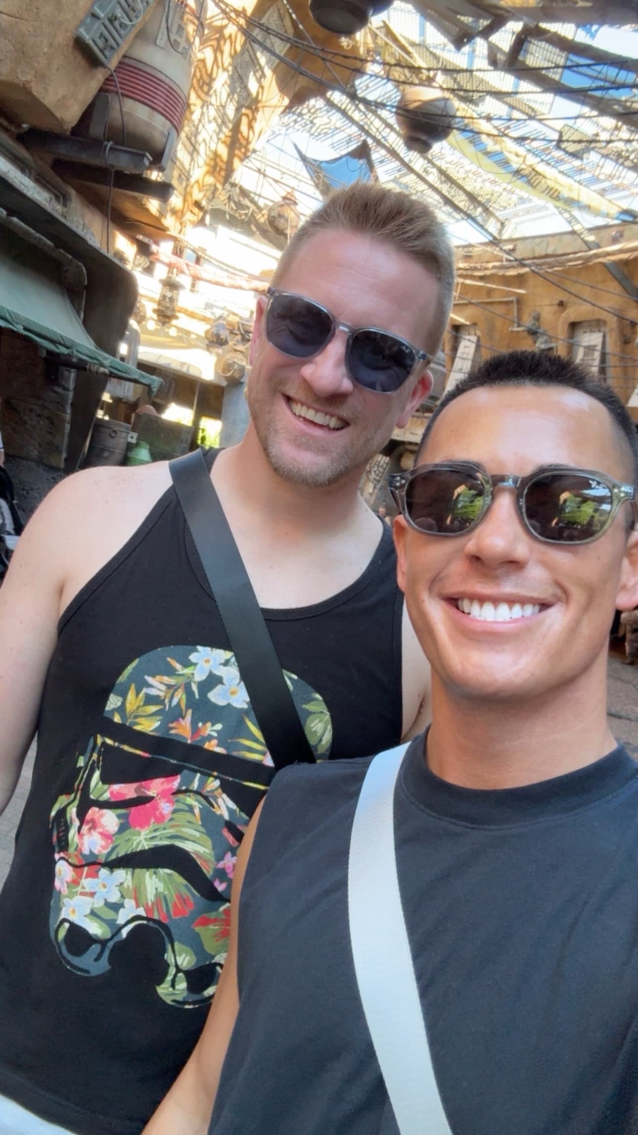 My partner Chris and me in Star Wars: Galaxy’s Edge at Disney’s Hollywood Studios