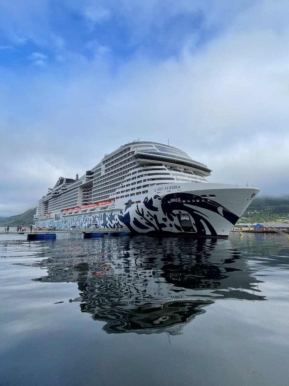 The MSC Euribia cruise ship in a river at Nordfjordeid - Leah Chen