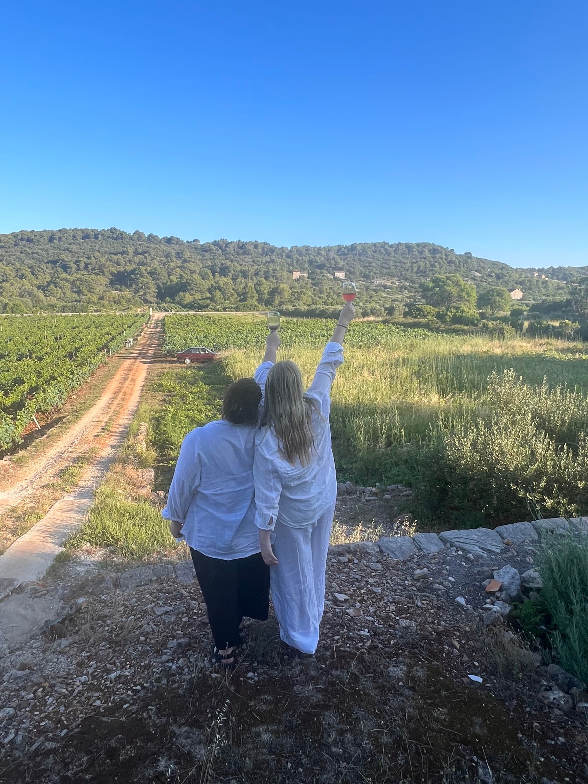 A couple posing in a valley