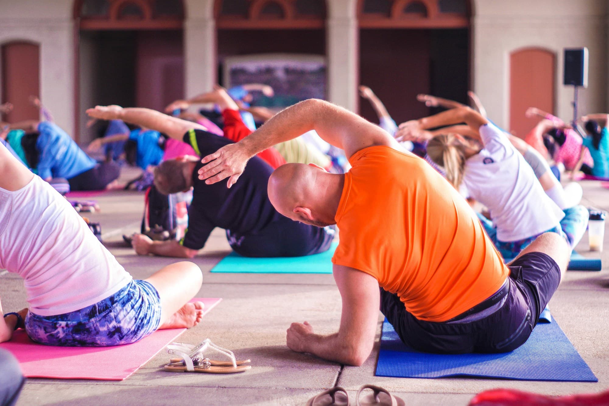 Group of people practicing yoga