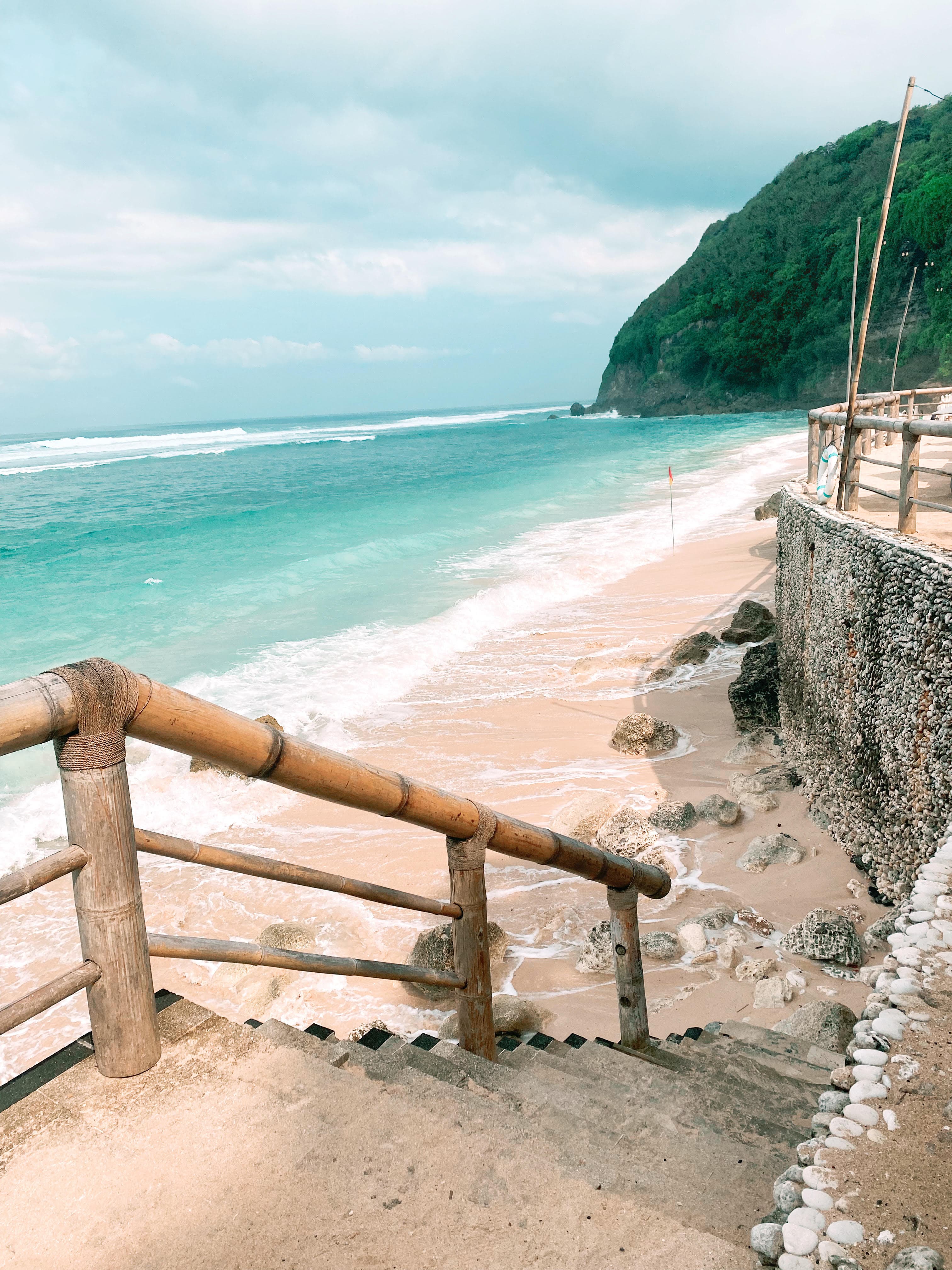 Beautiful view of steps leading down to the beach