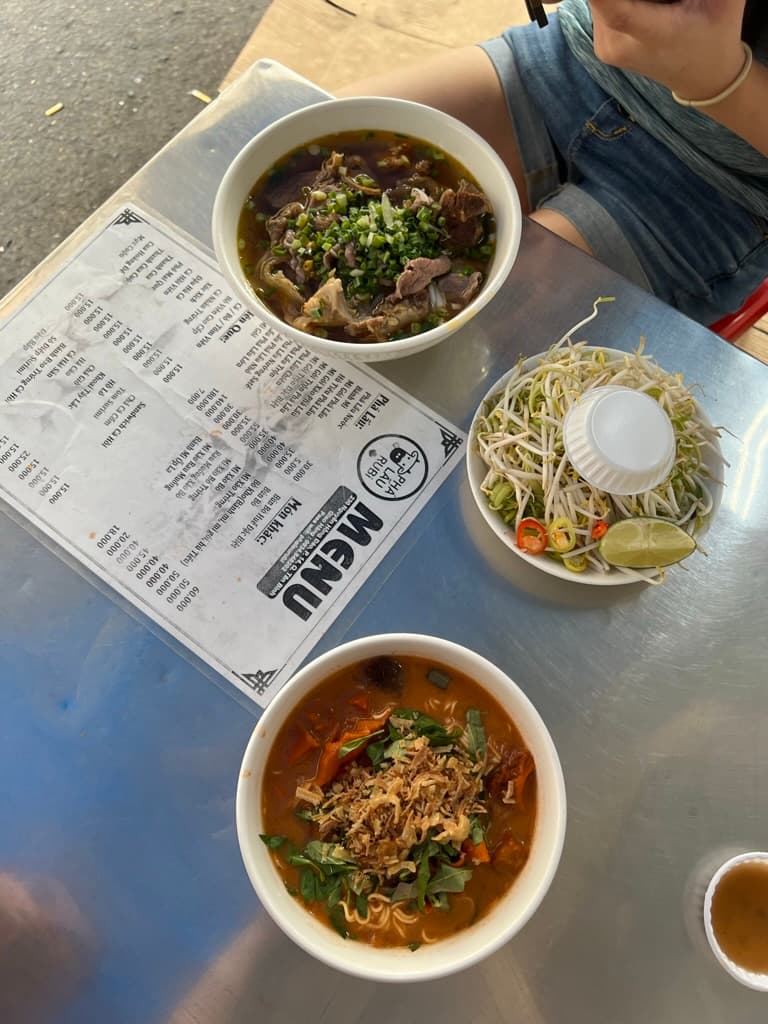 Having food at a restaurant.