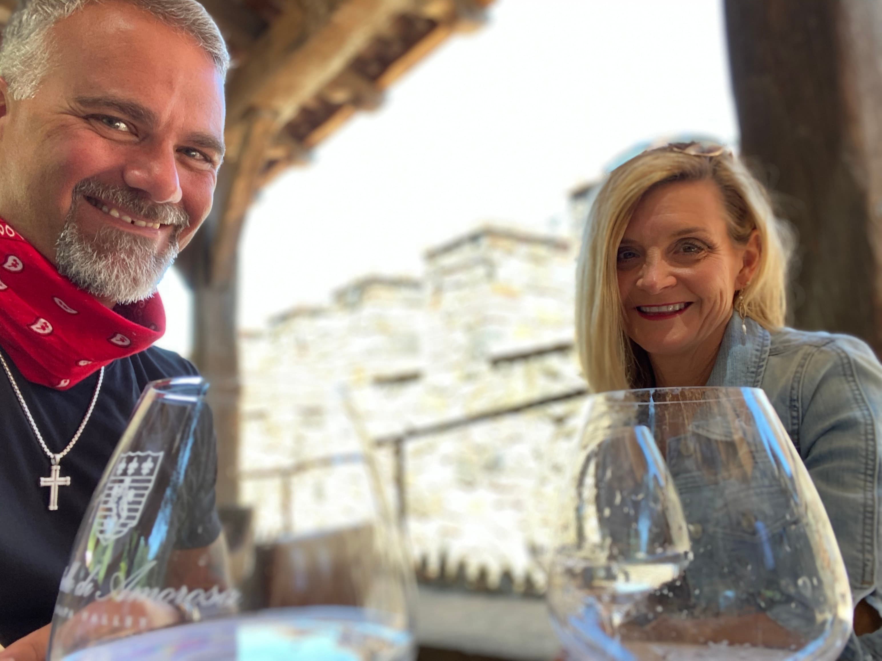 Posing for a photo at a restaurant