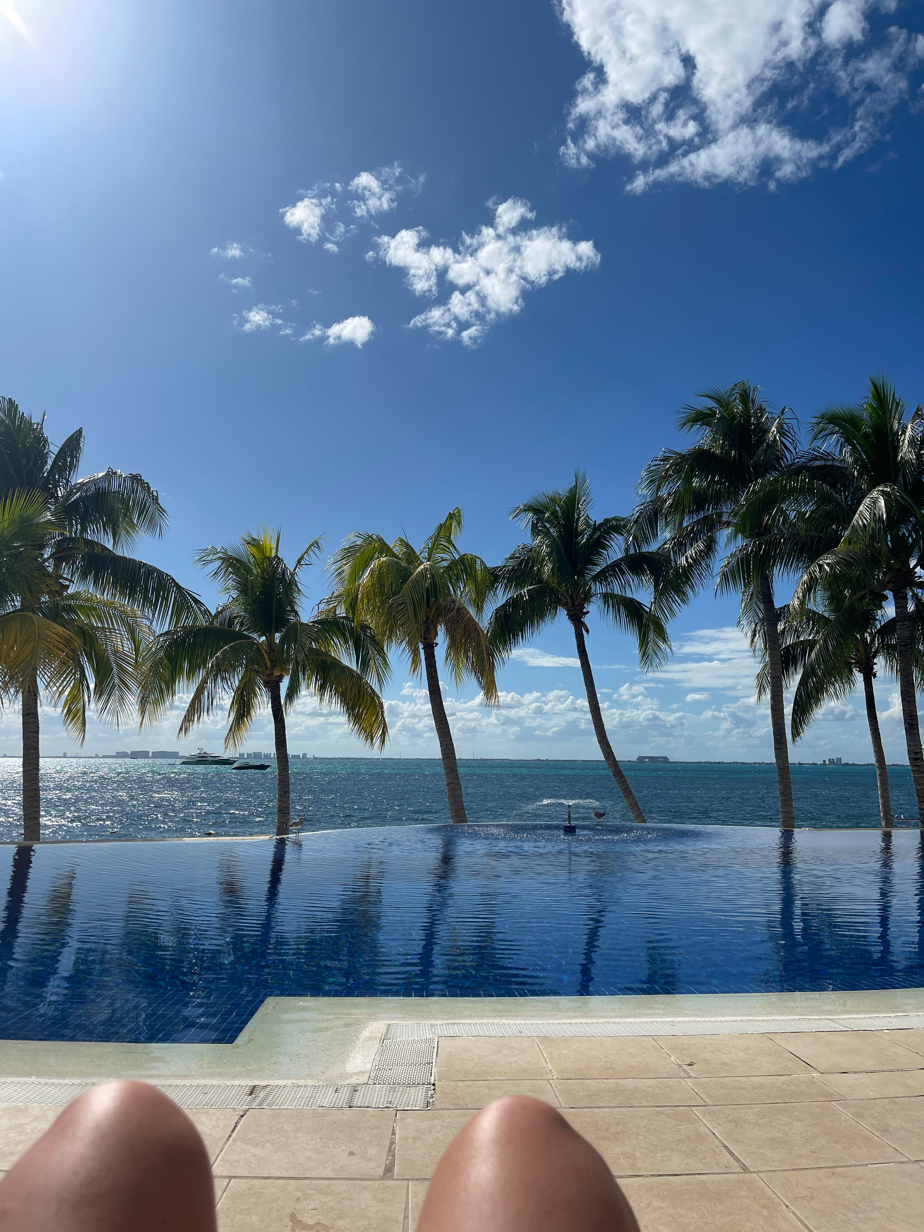 Relaxing by the pool