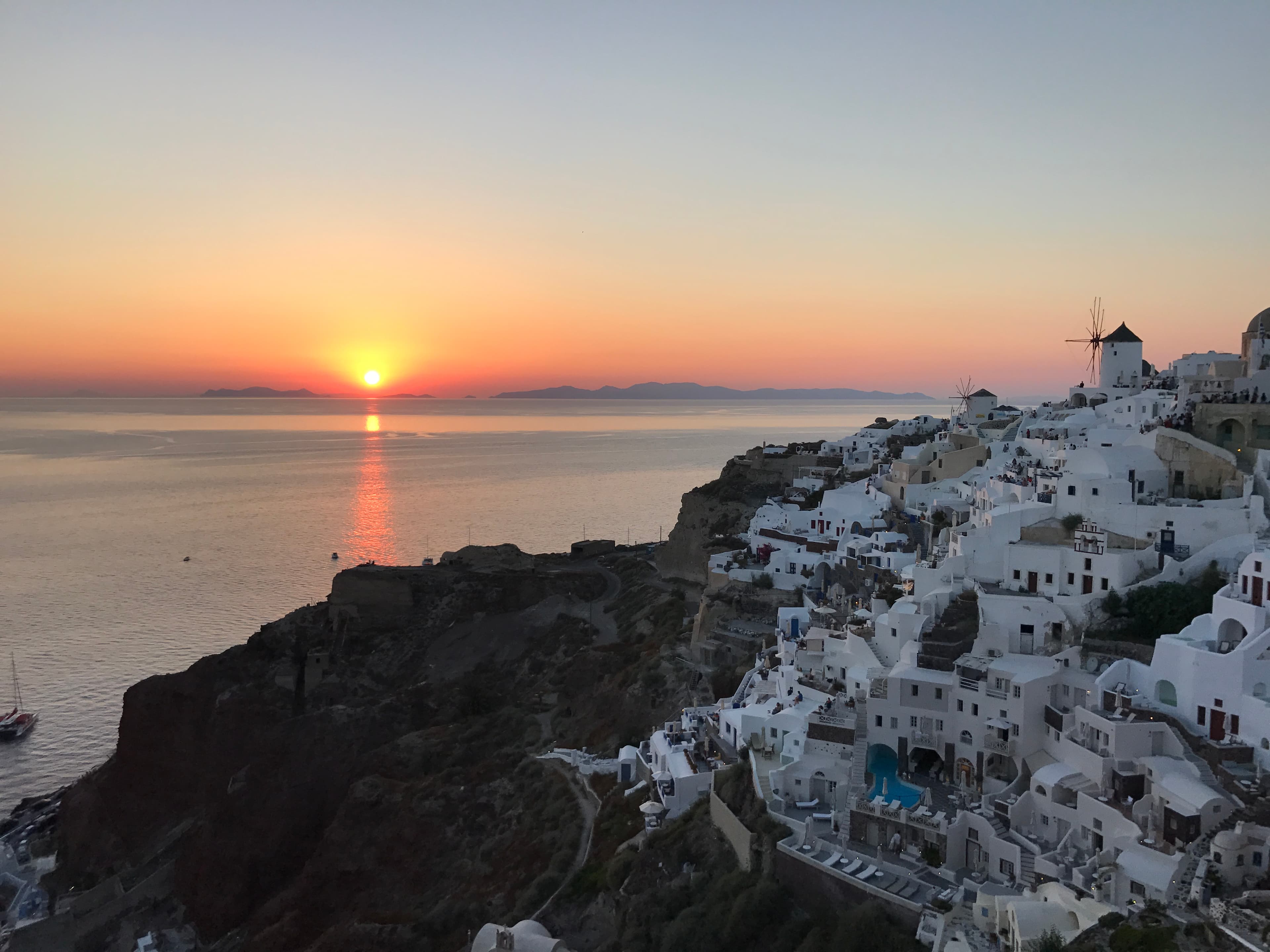 Sunset view of Santorini