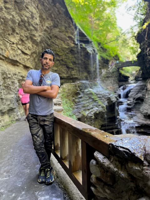 photo by a waterfall