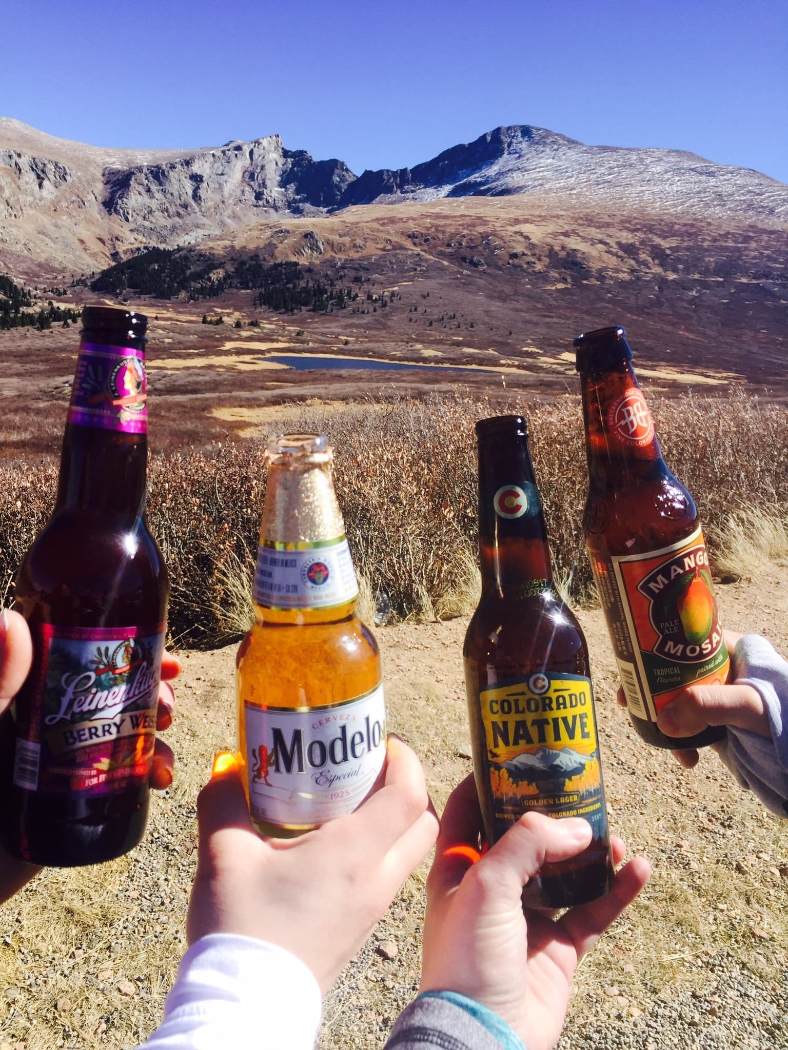 Having drinks at Mount Bierstadt