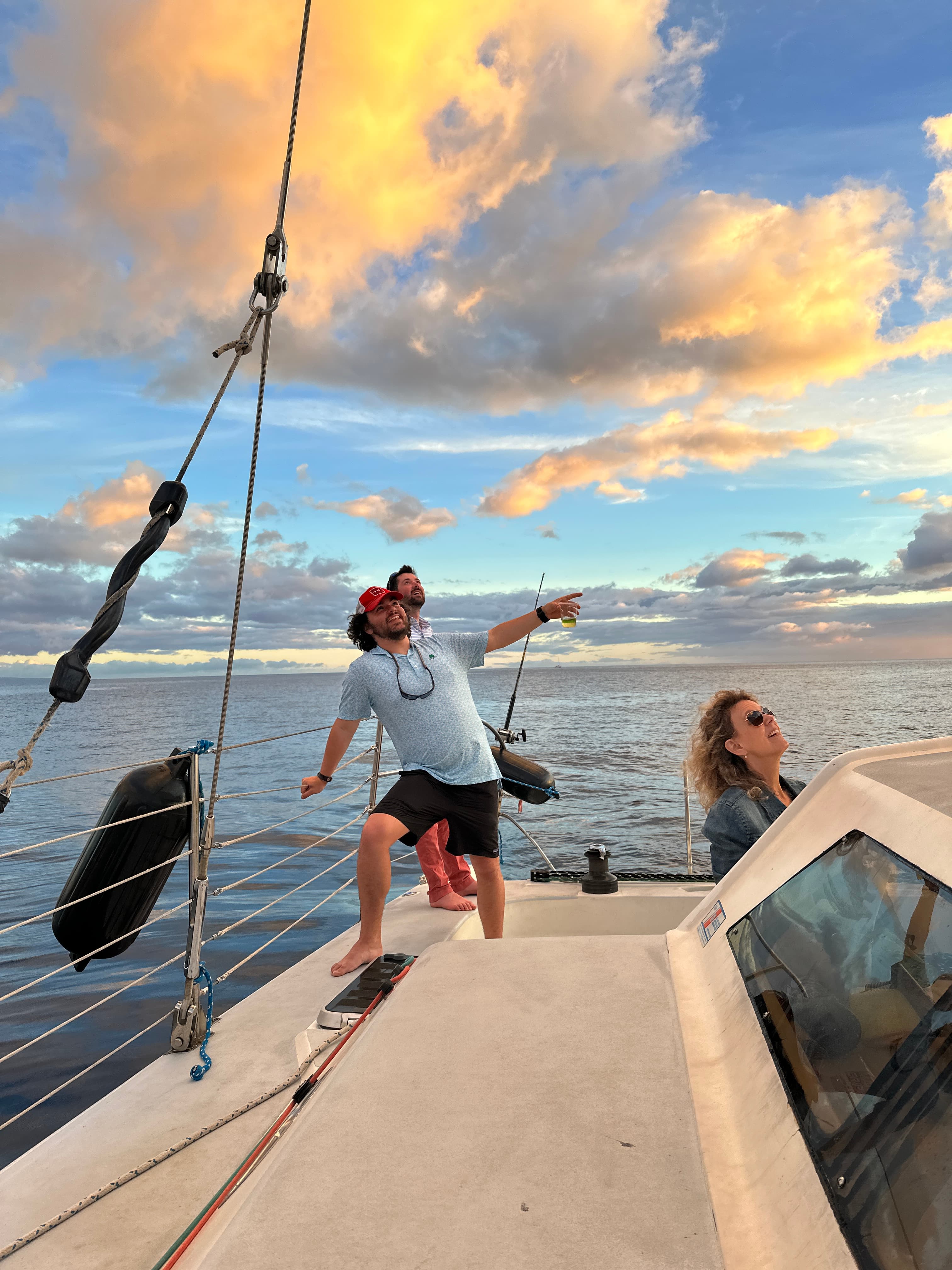 Posing for a photo on a boat