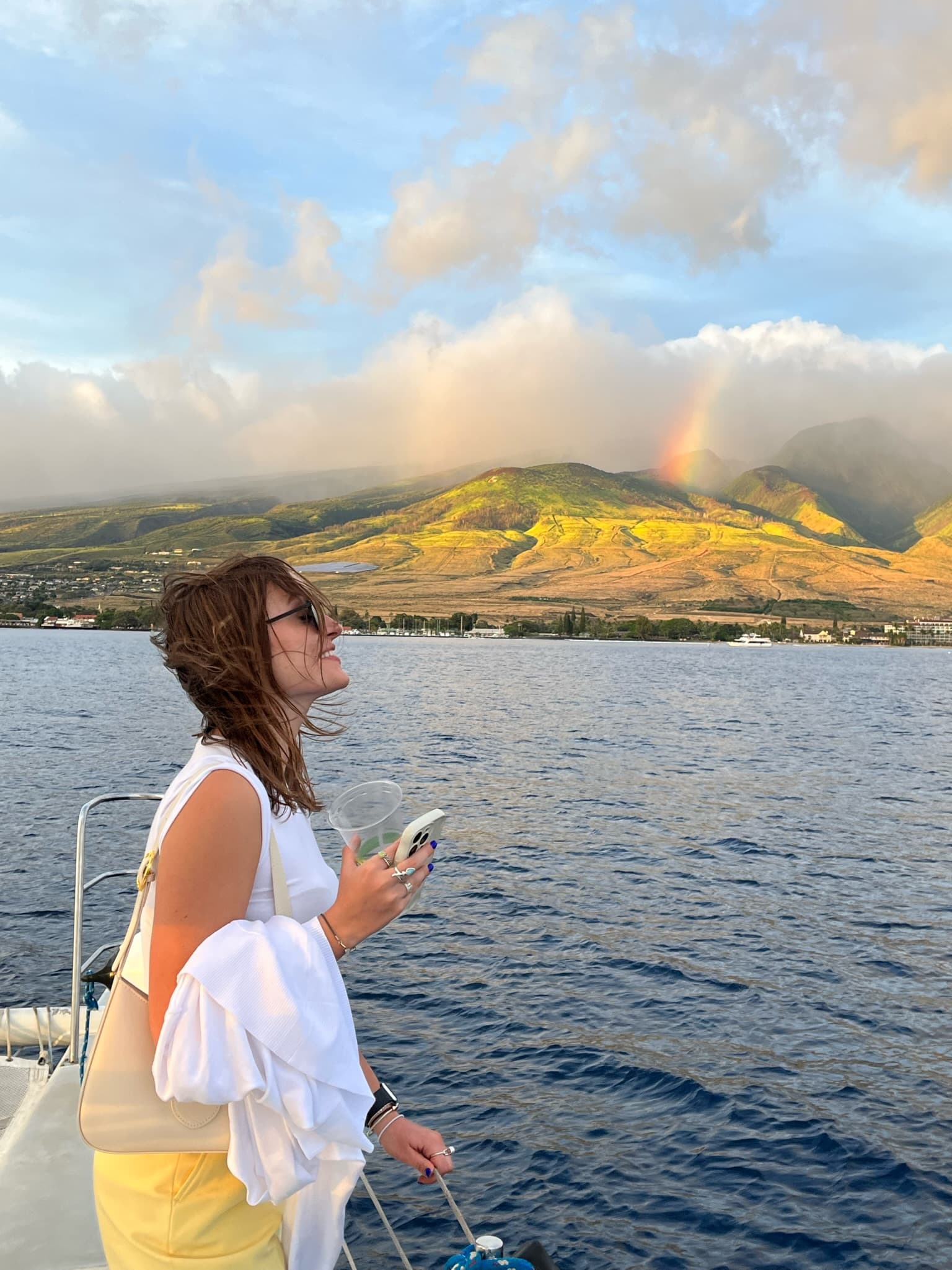 Enjoying the breeze on the boat