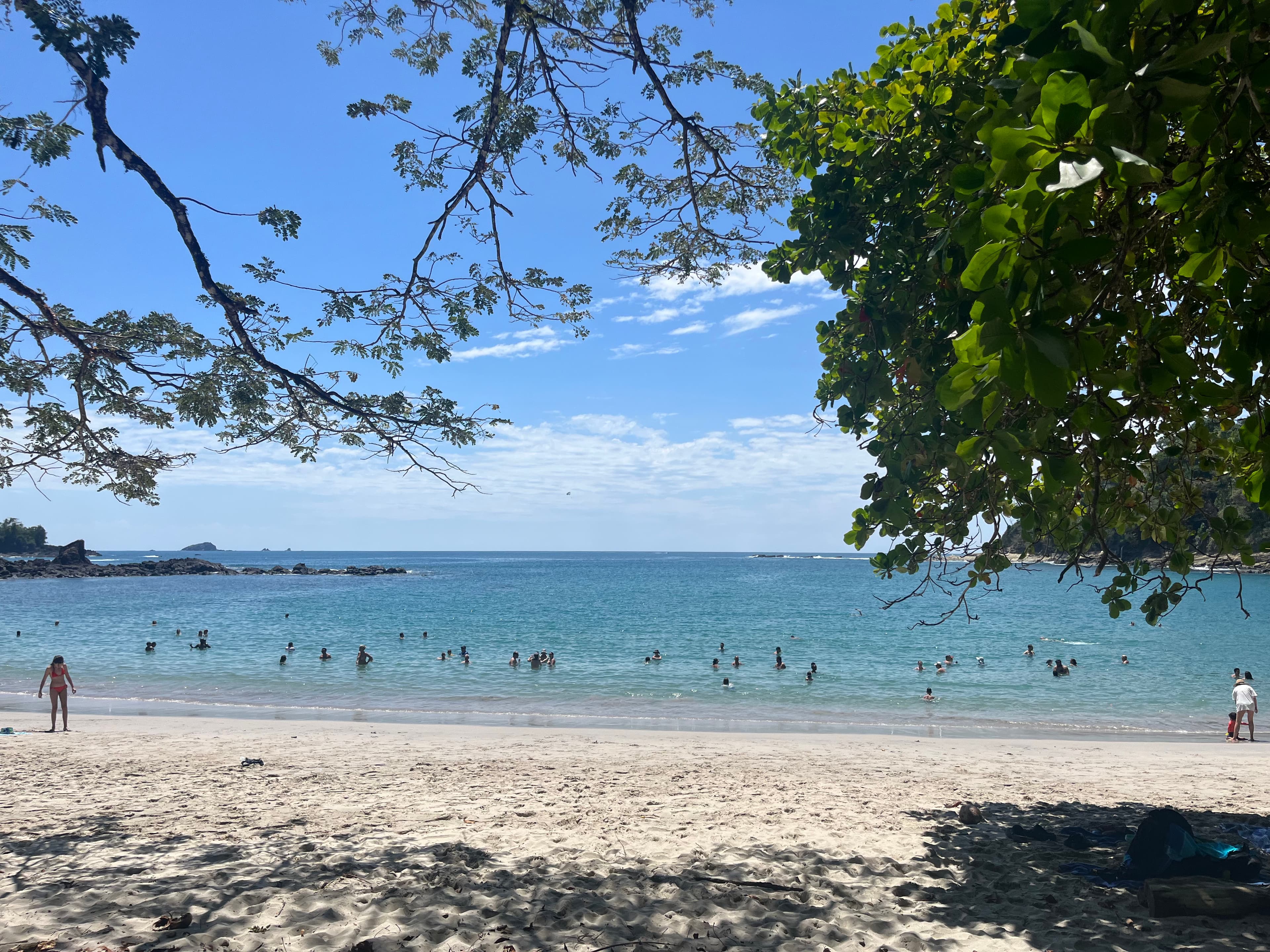 View of people hanging out on the beach