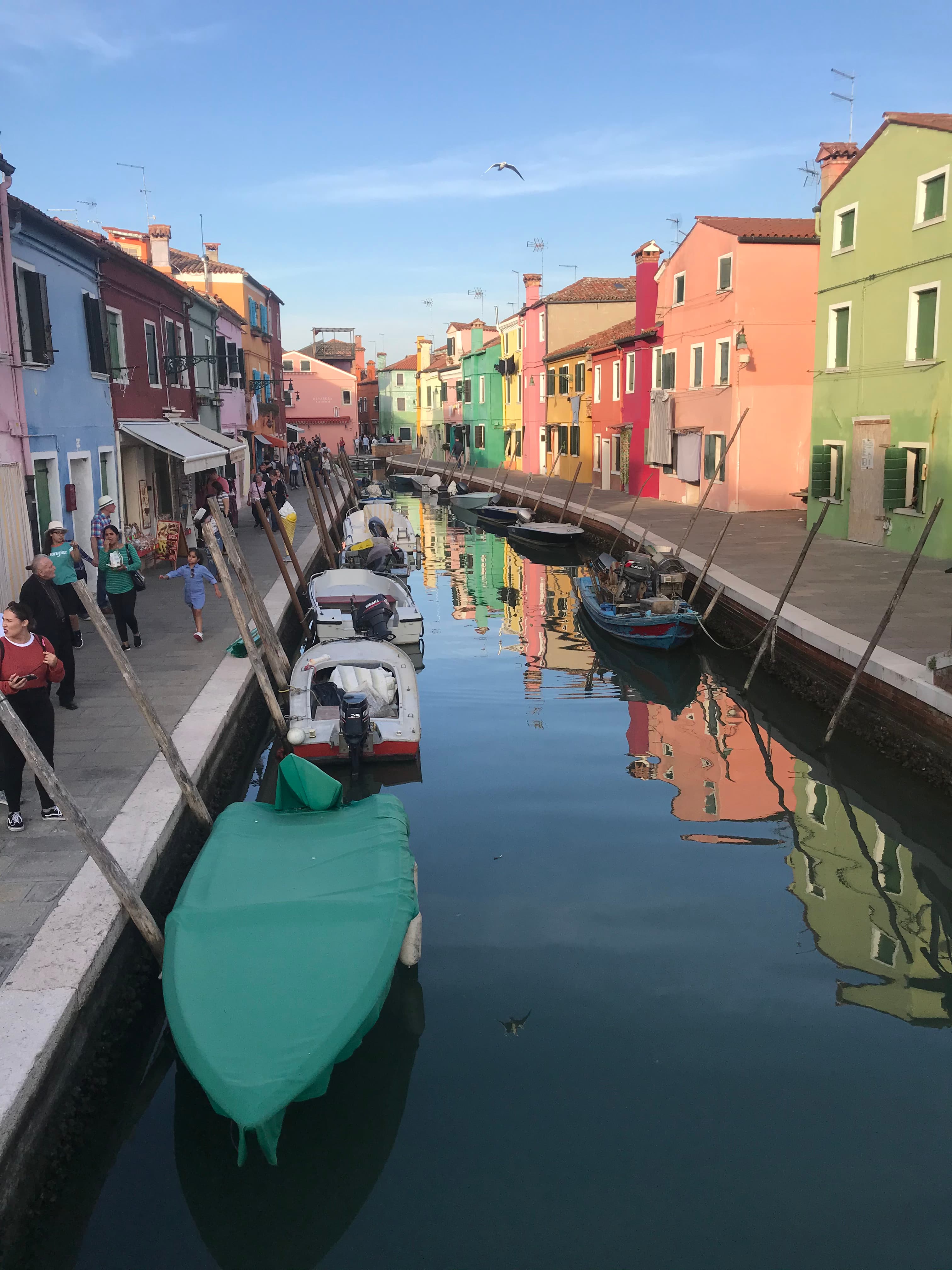 View of boats parked in canal
