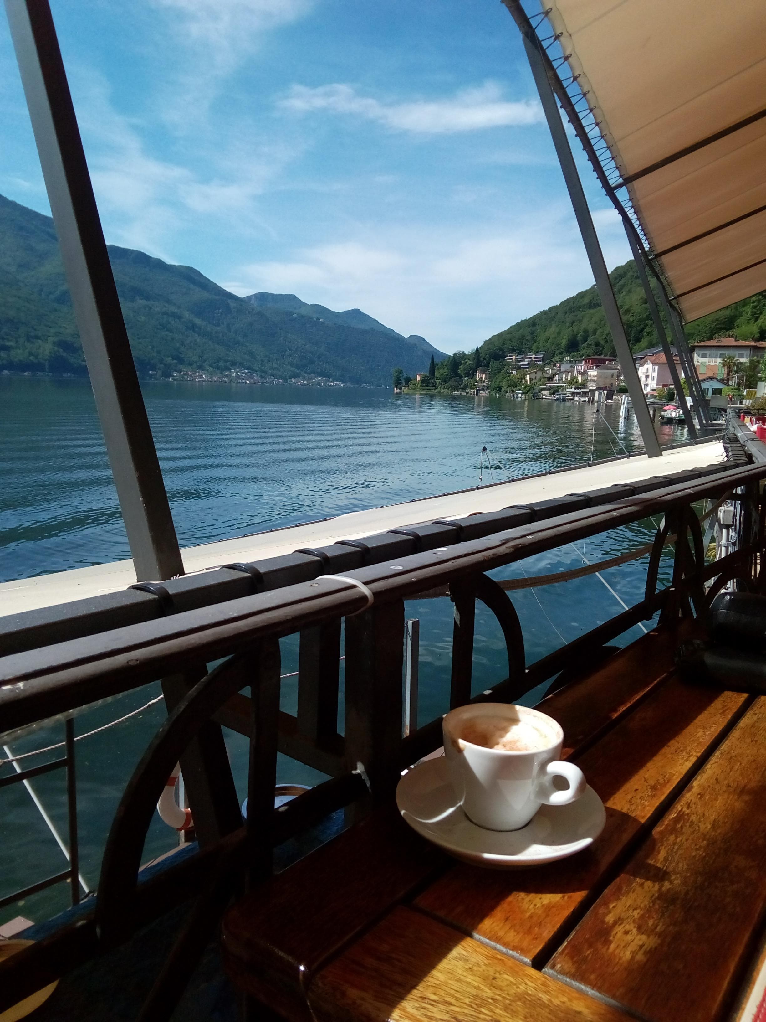 Beautiful view of sea with cup of coffee