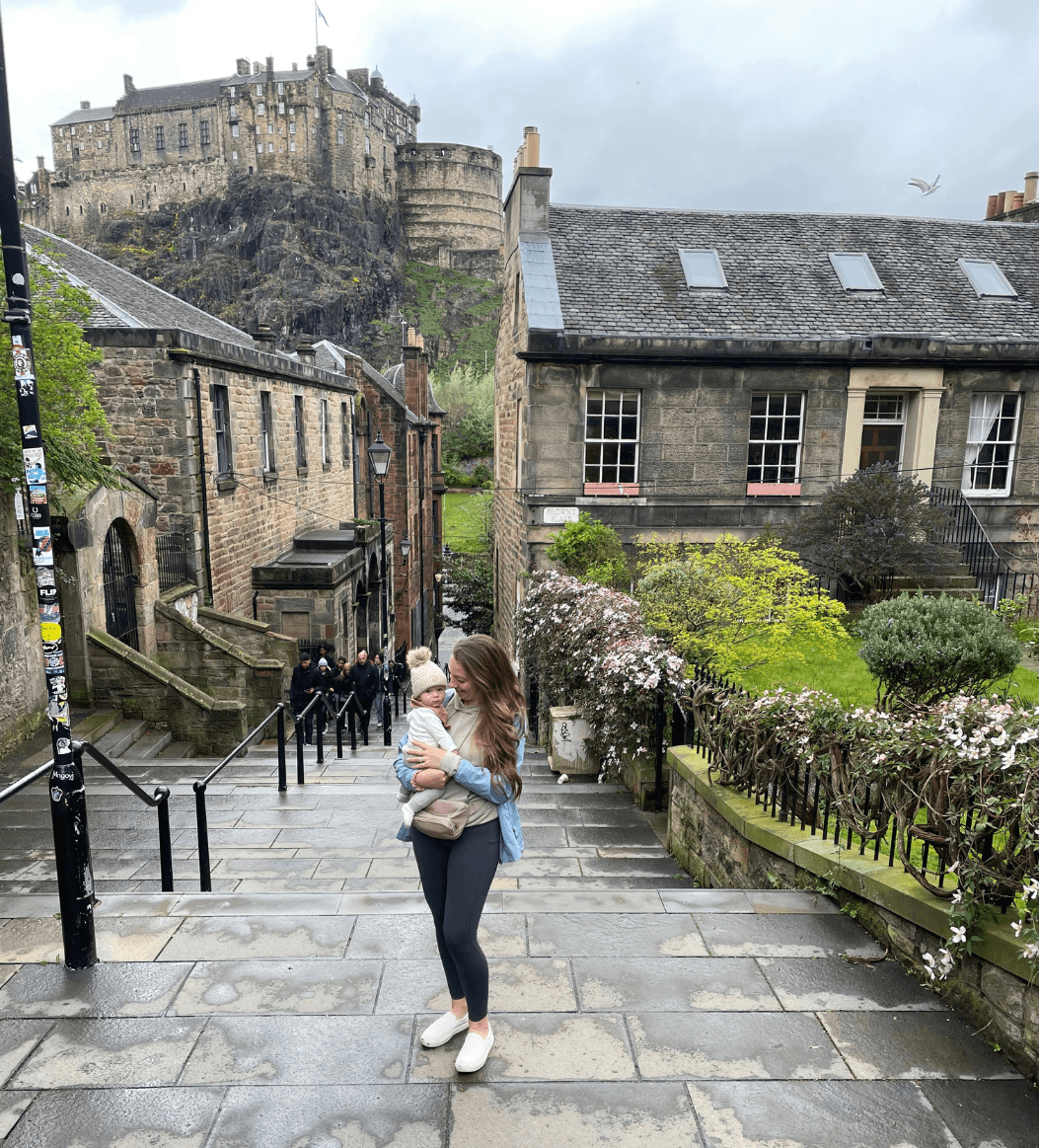 Posing for a photo with baby
