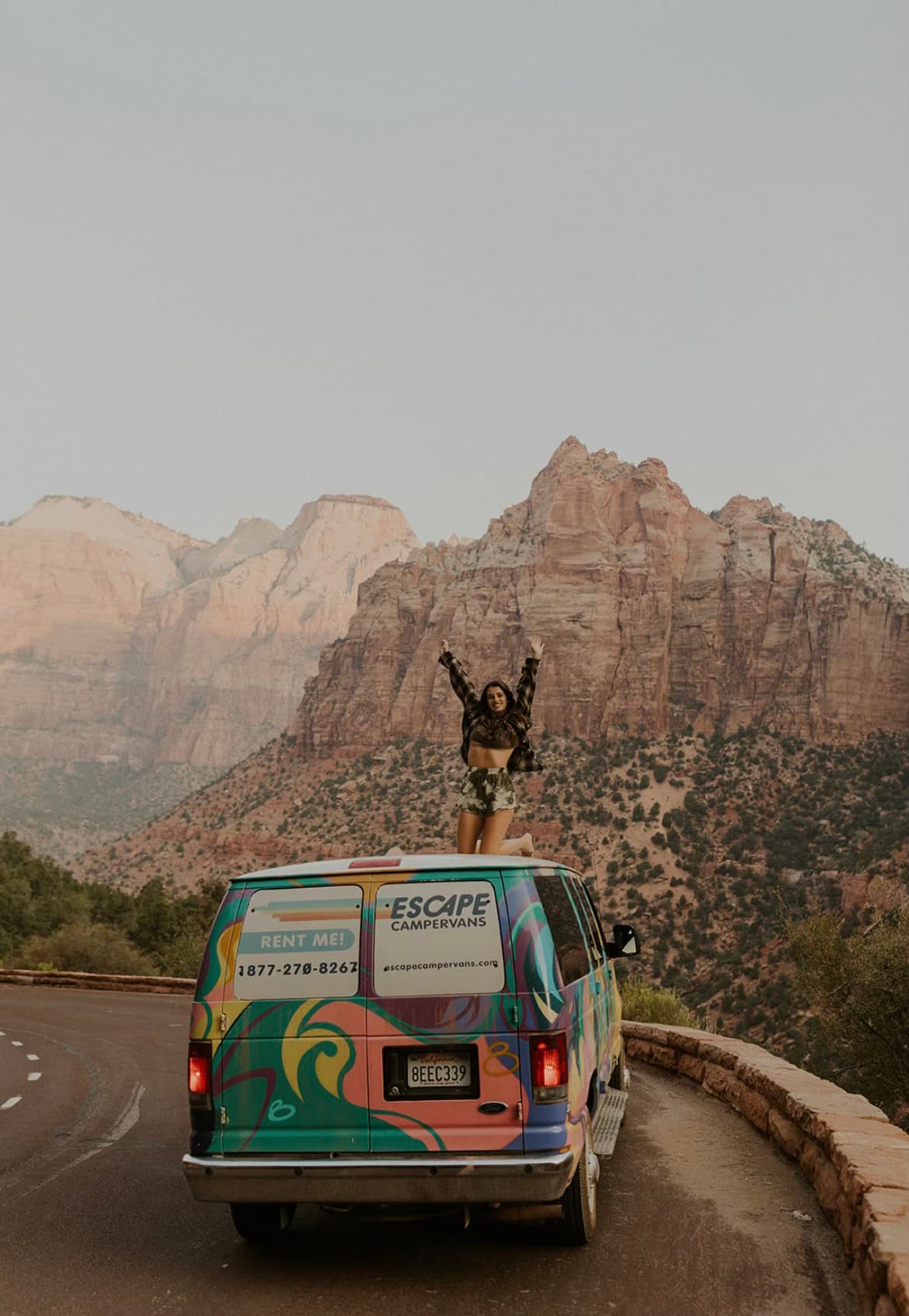 Sitting on the roof of a van