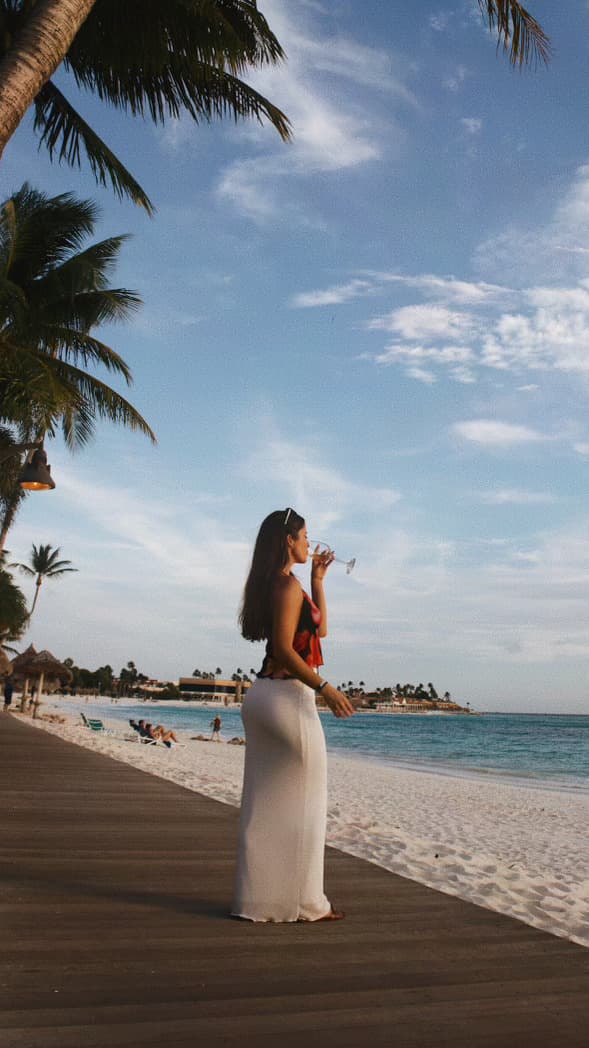 Enjoying a drink on the beach