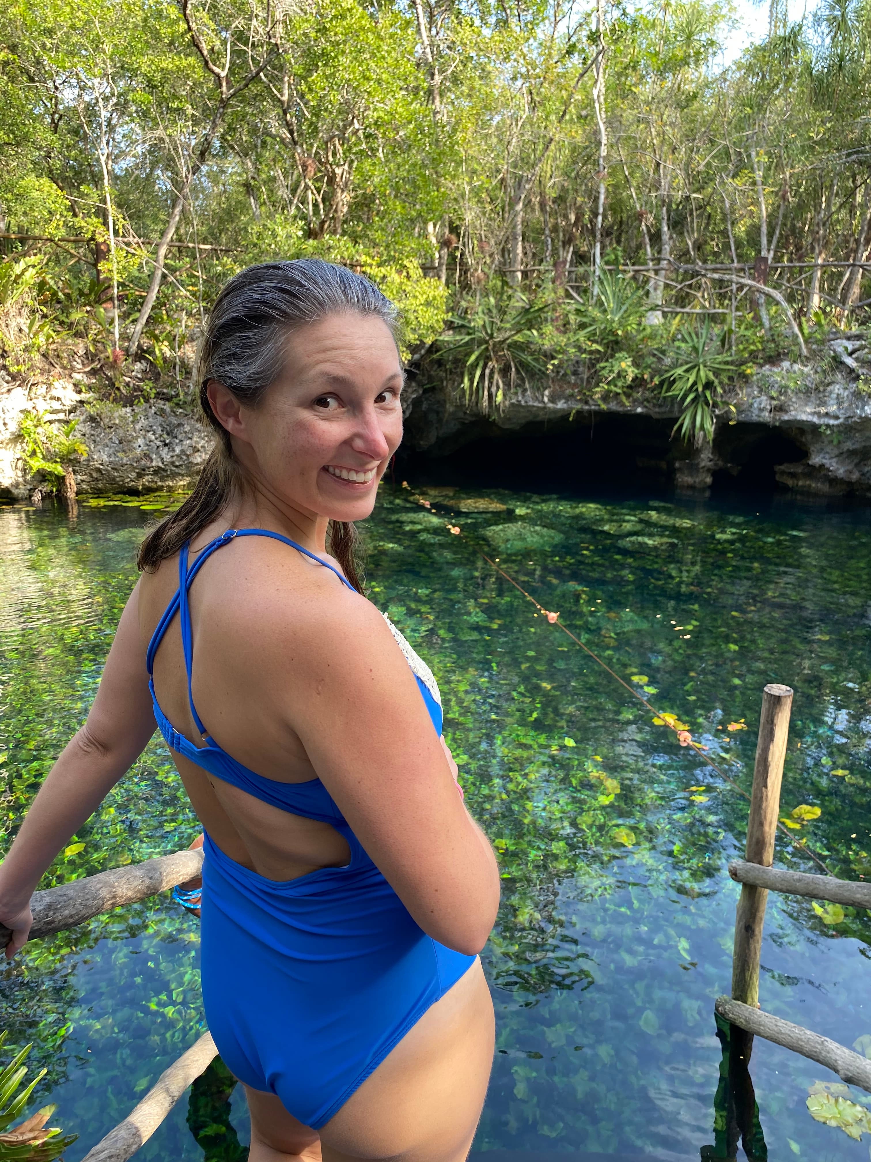 Picture of Kelly in blue swimsuit