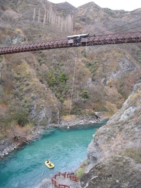 View of a suspension bridge for bungee jumping