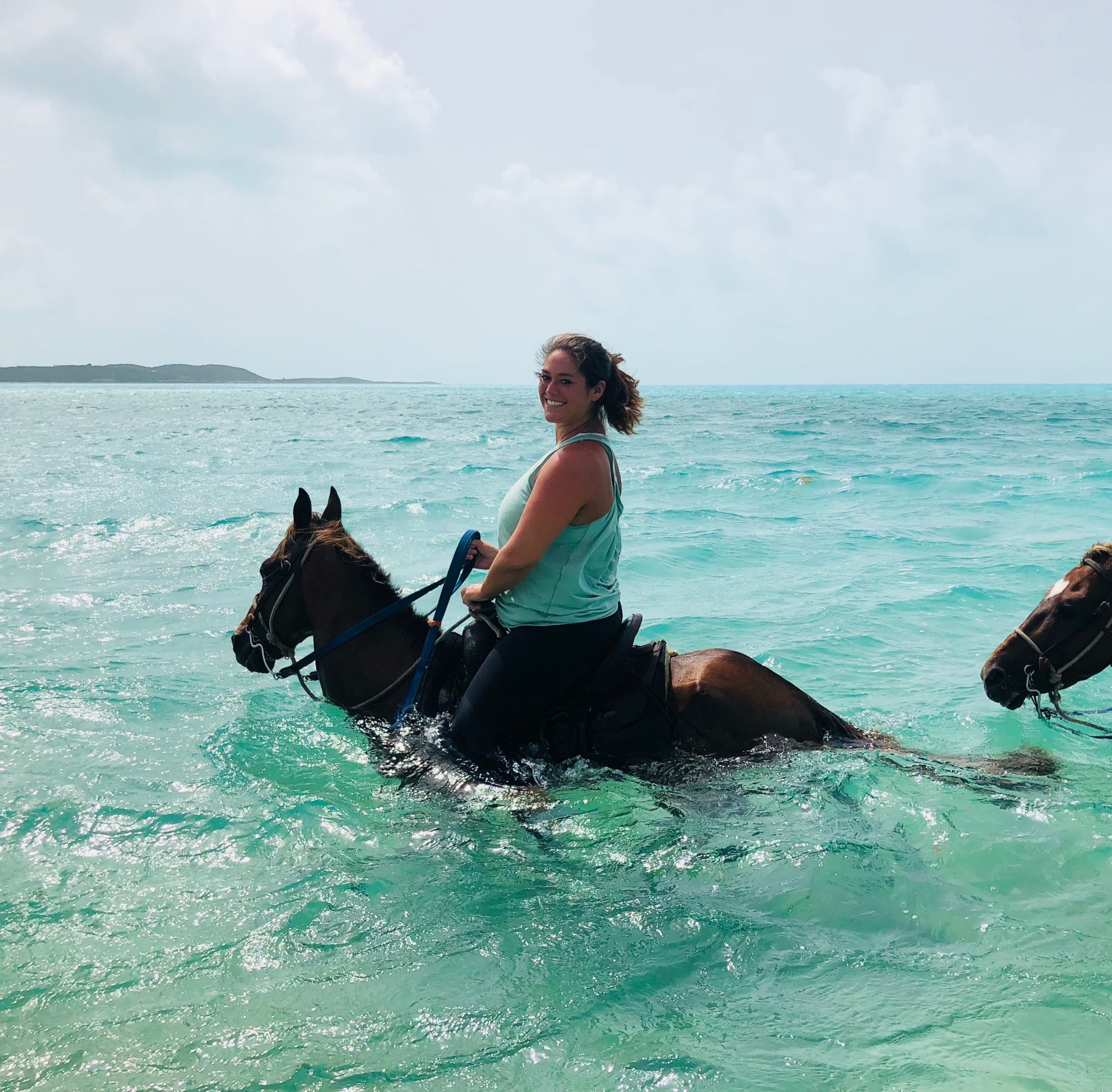 Horse riding in the sea