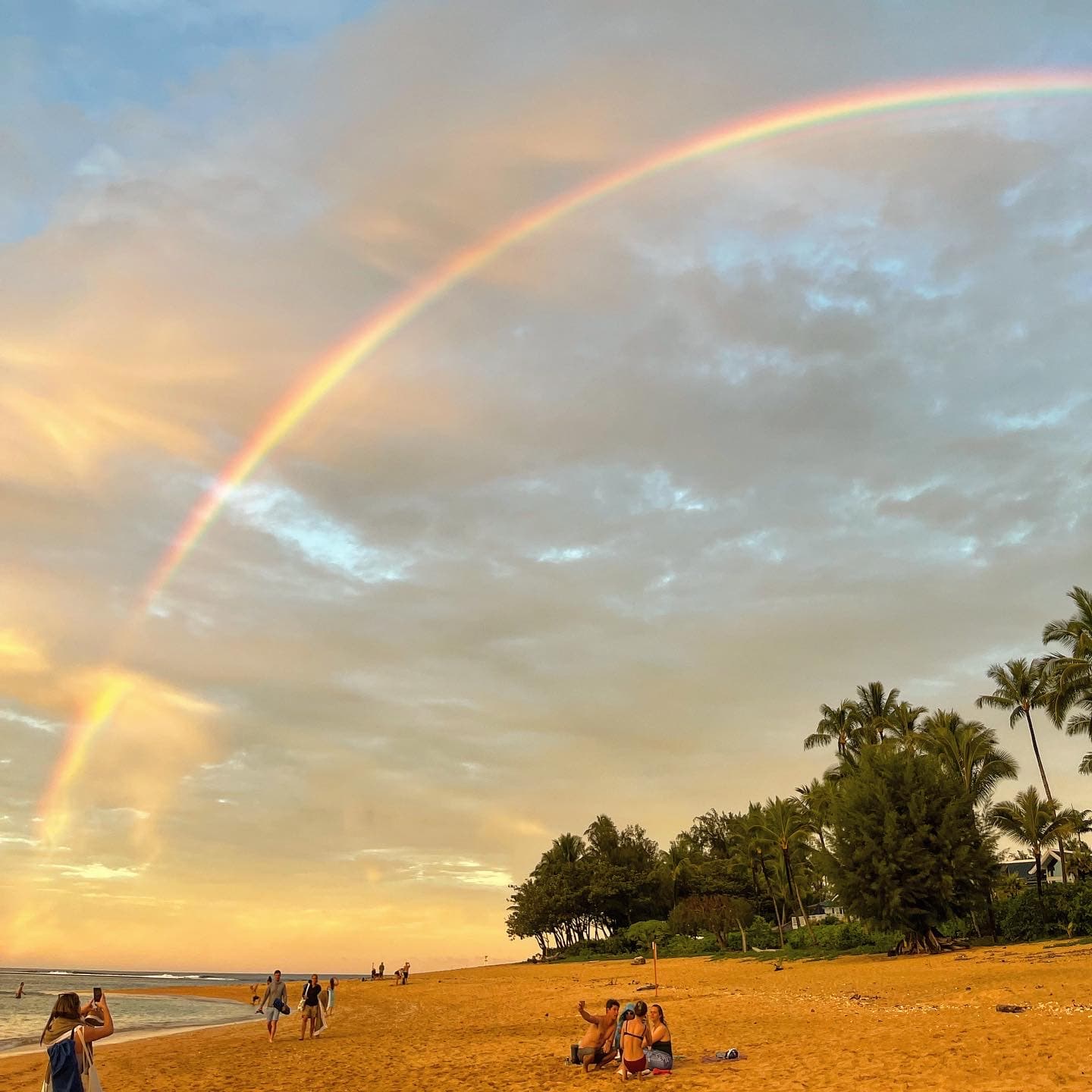 A beautiful view of rainbow at beach
