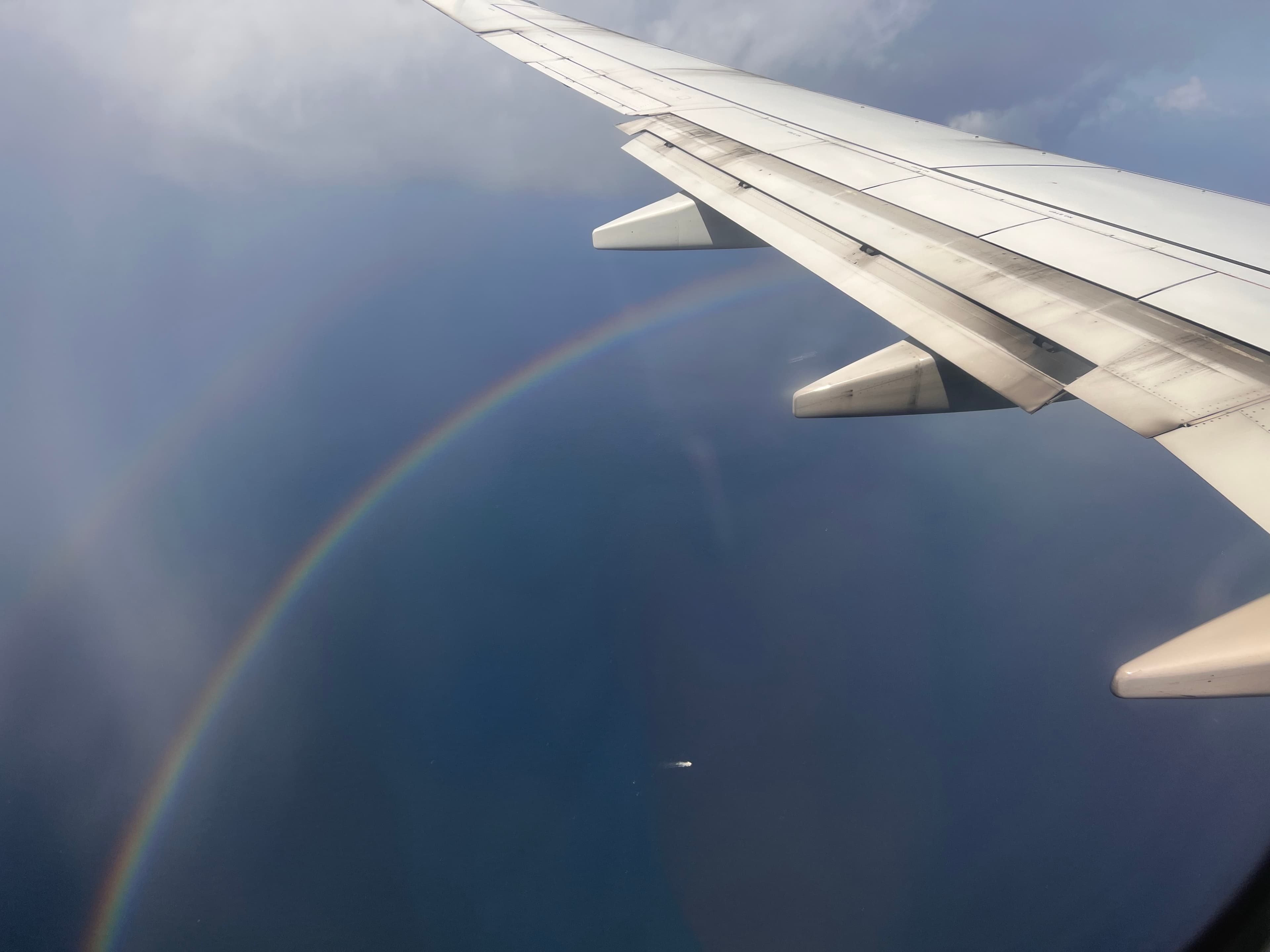 View of a double rainbow from the plane