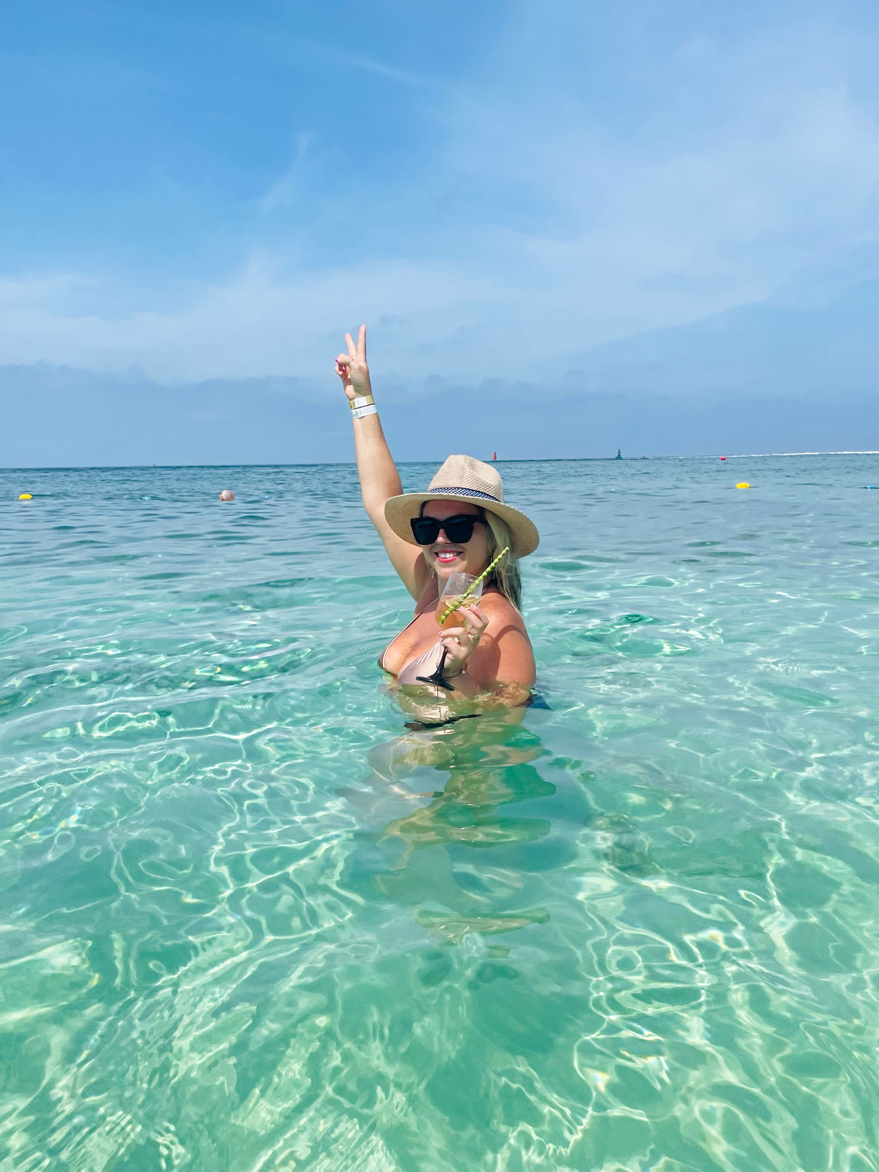 Having a drink in the sea
