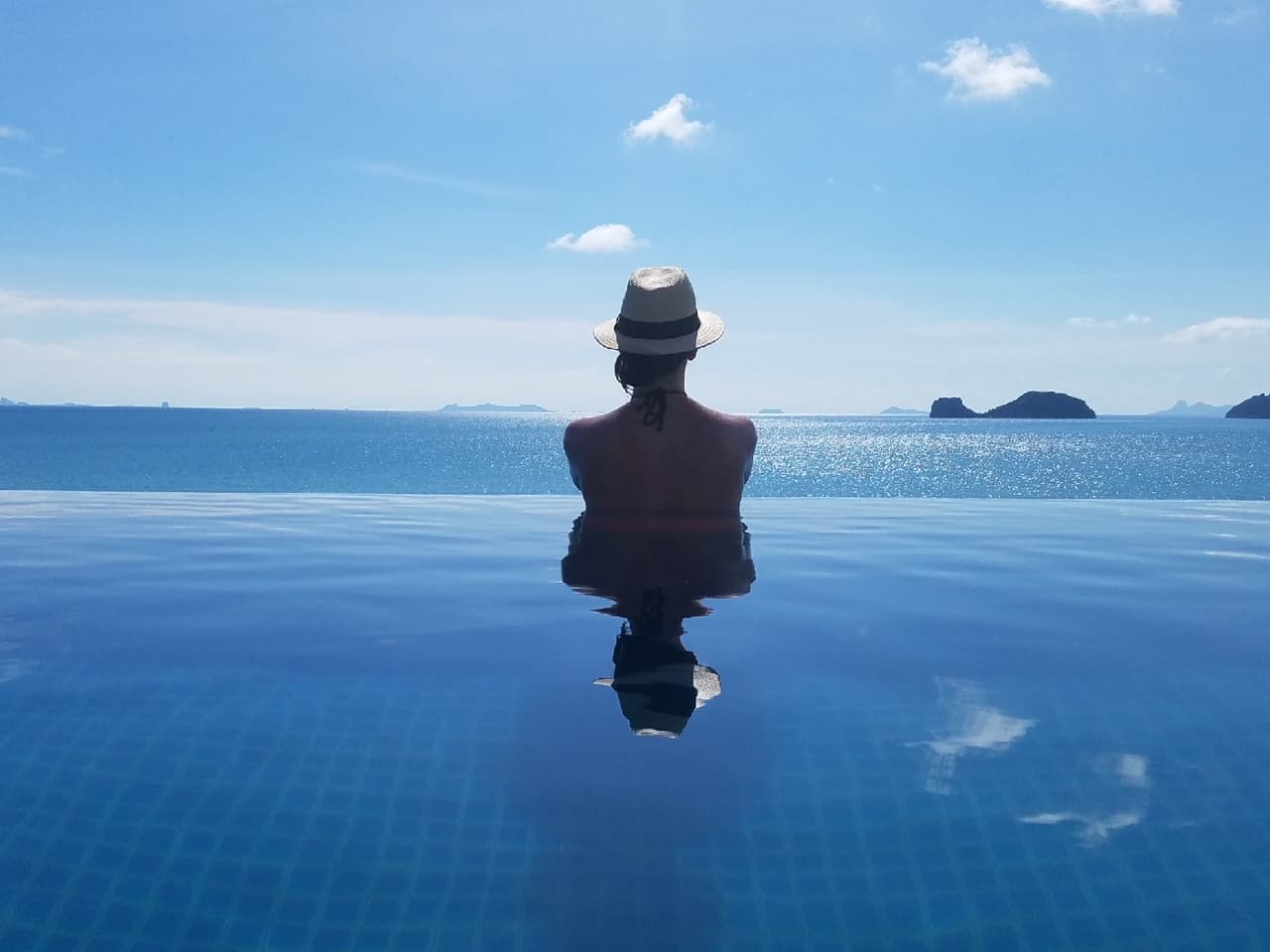 Relaxing in the pool