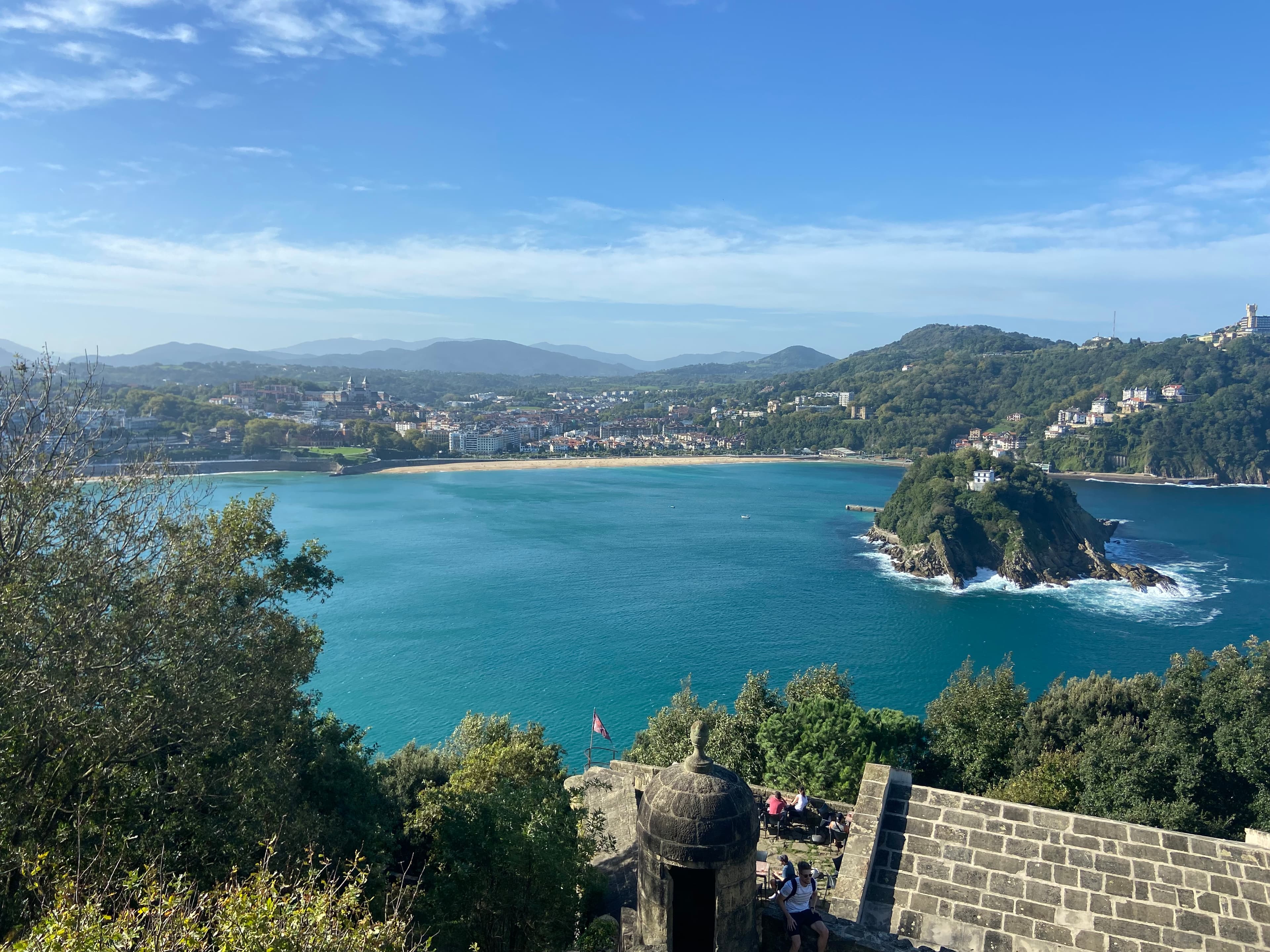 Aerial view of turquoise bay of San Sebastian