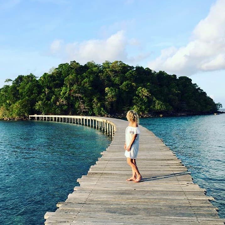 Sara on a pier at Song Saa Private Island resort hotel