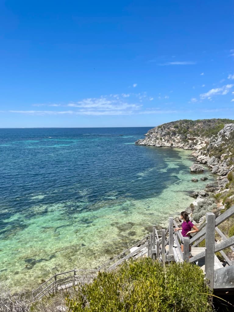Looking at the beautiful view from the stairs
